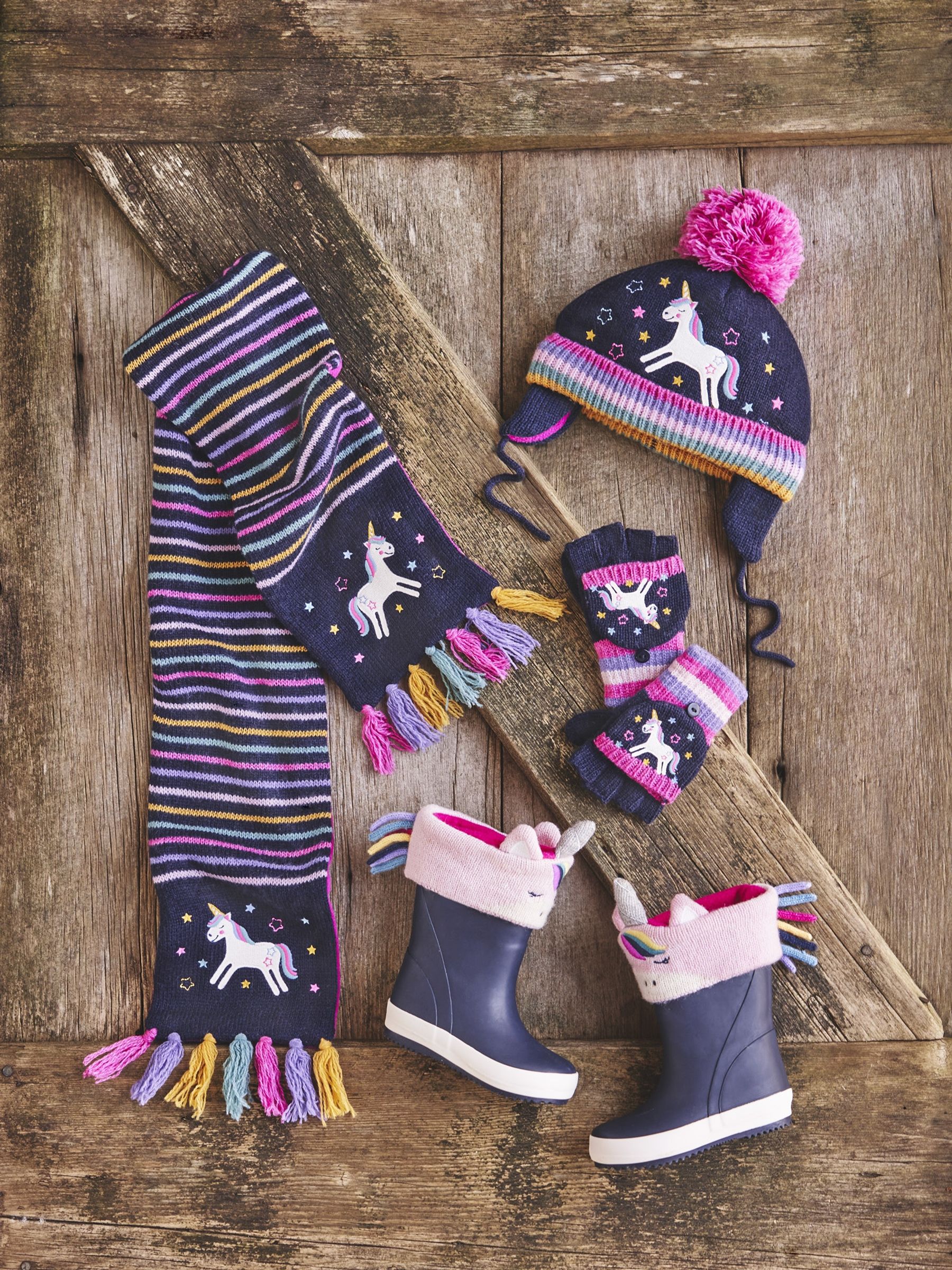 Navy Unicorn Embroidered Gloves - Image 1 of 4