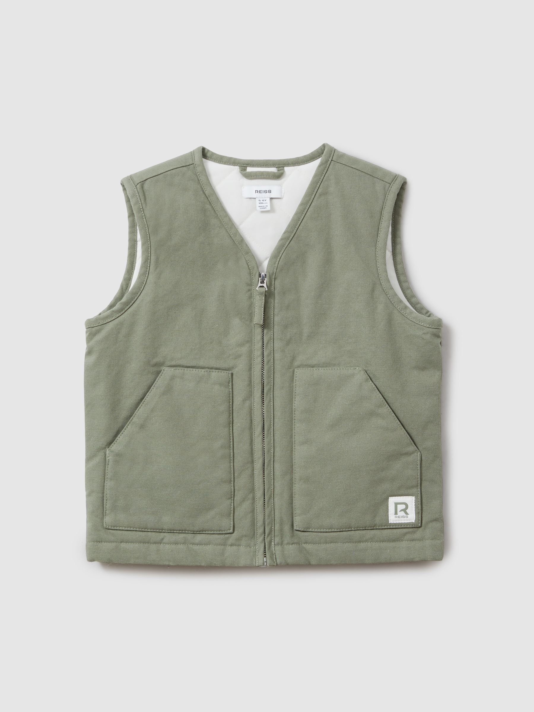 9-13 yrs Cotton Quilted Gilet in Sage Green - Image 1 of 4