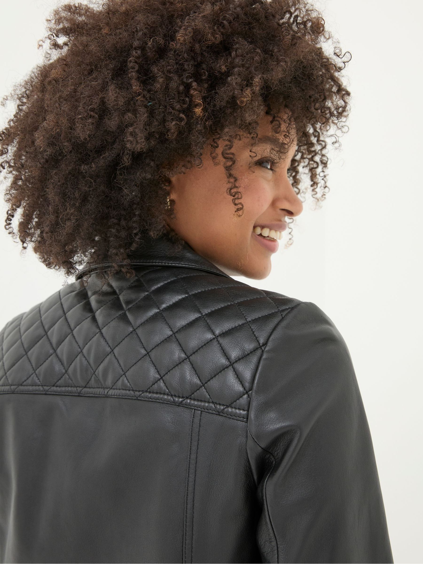 Bethany Black Quilted Biker Jacket - Image 10 of 11