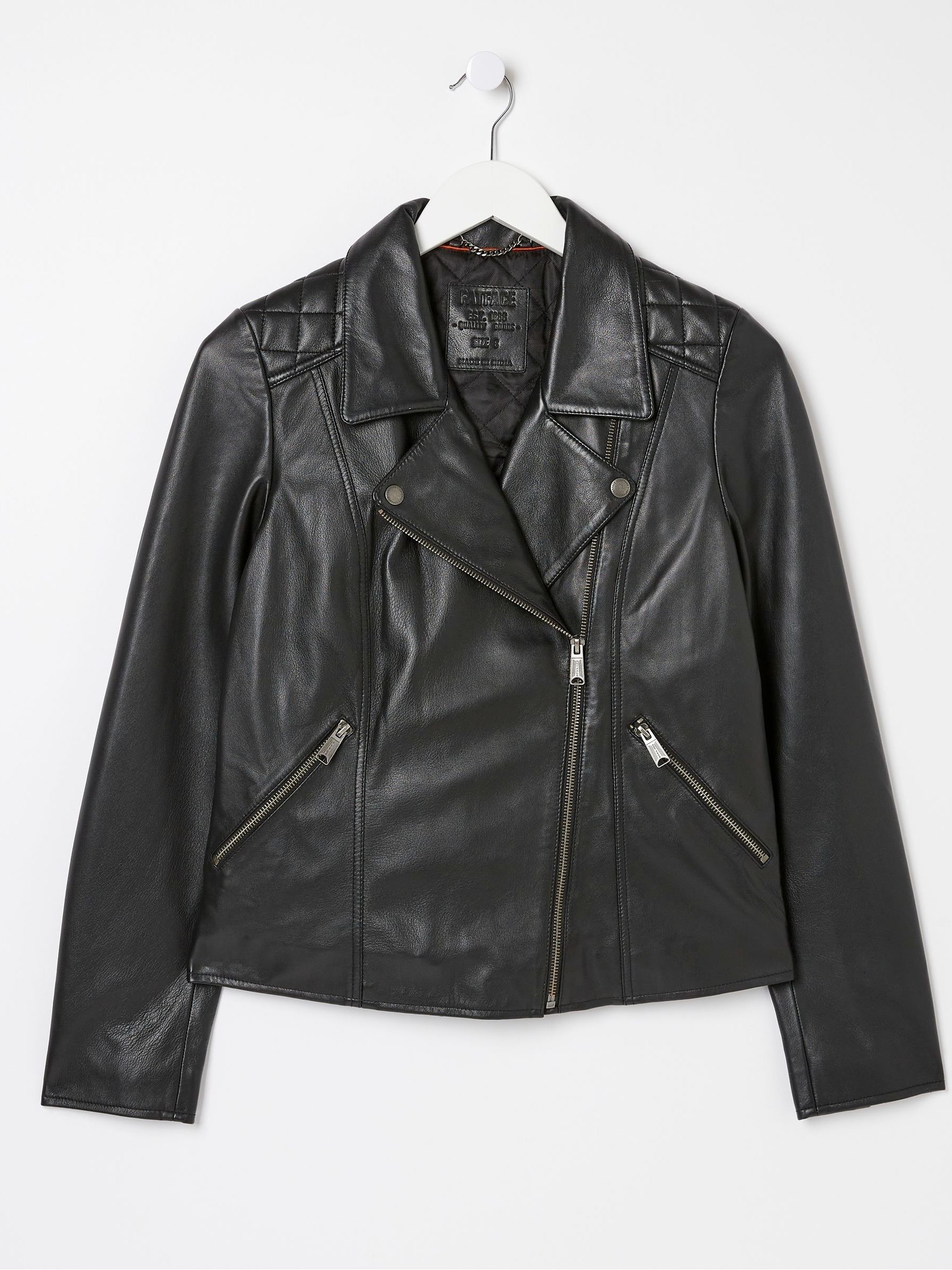 Bethany Black Quilted Biker Jacket - Image 11 of 11