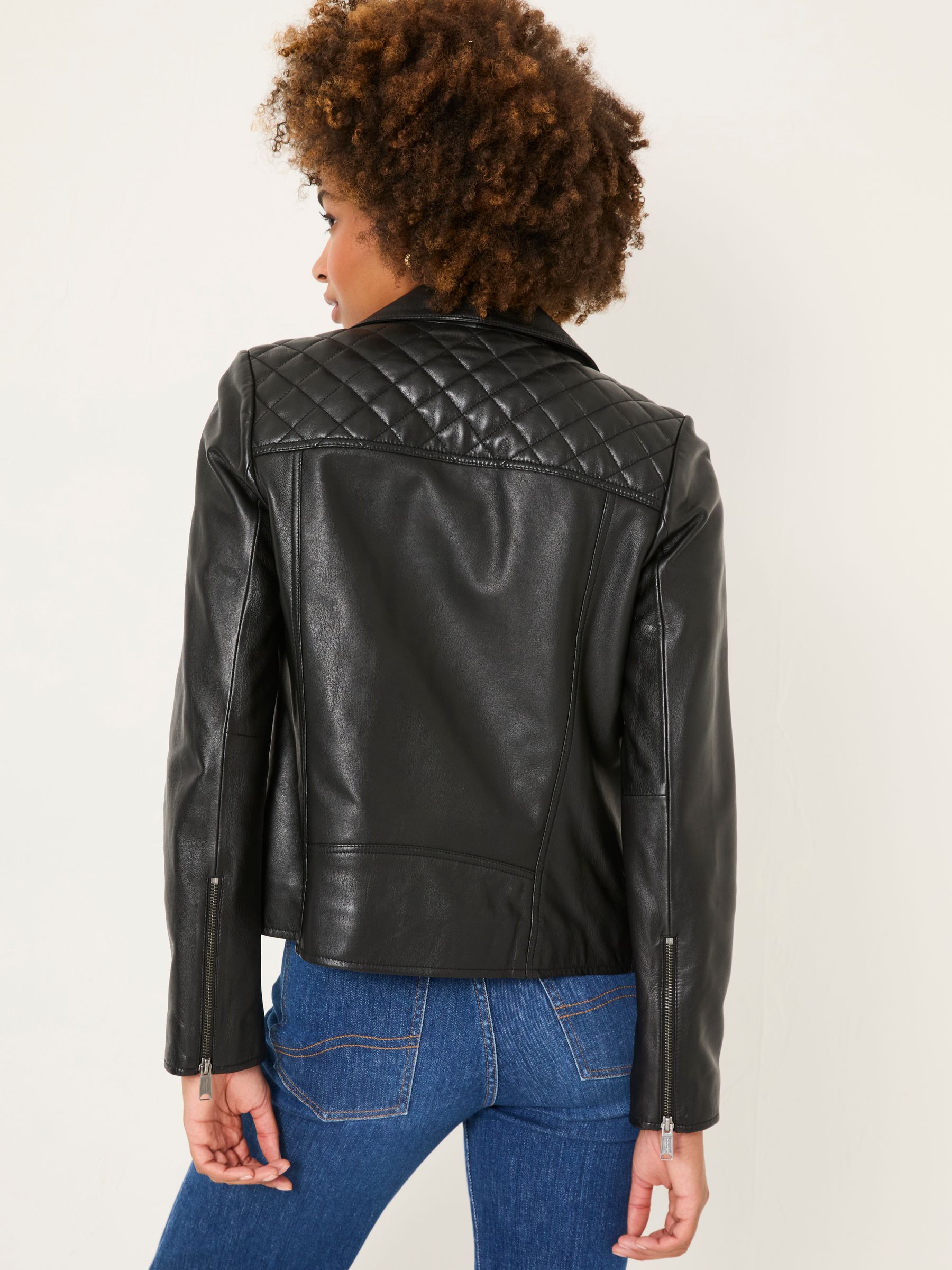 Bethany Black Quilted Biker Jacket - Image 2 of 11
