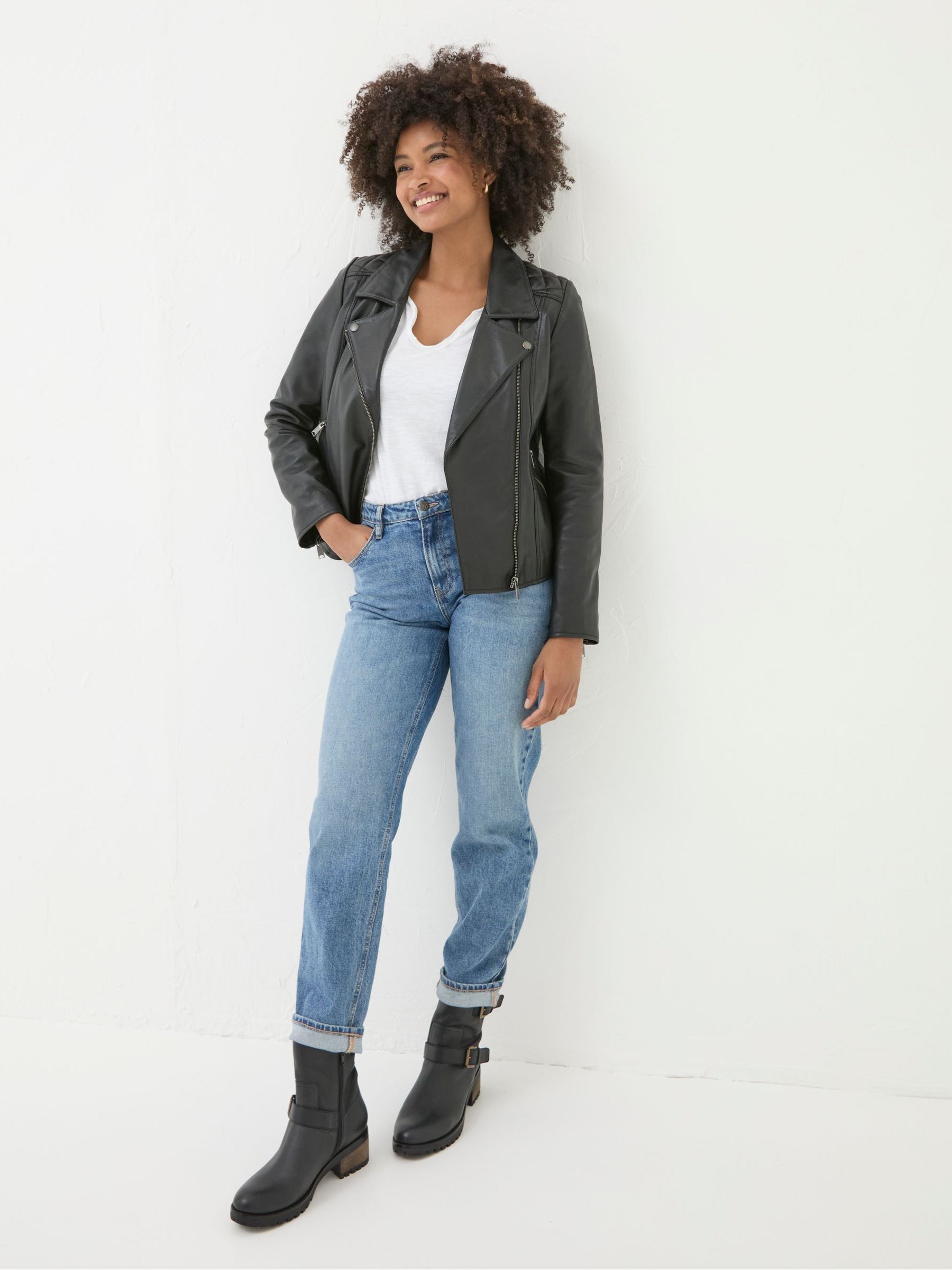 Bethany Black Quilted Biker Jacket - Image 3 of 11