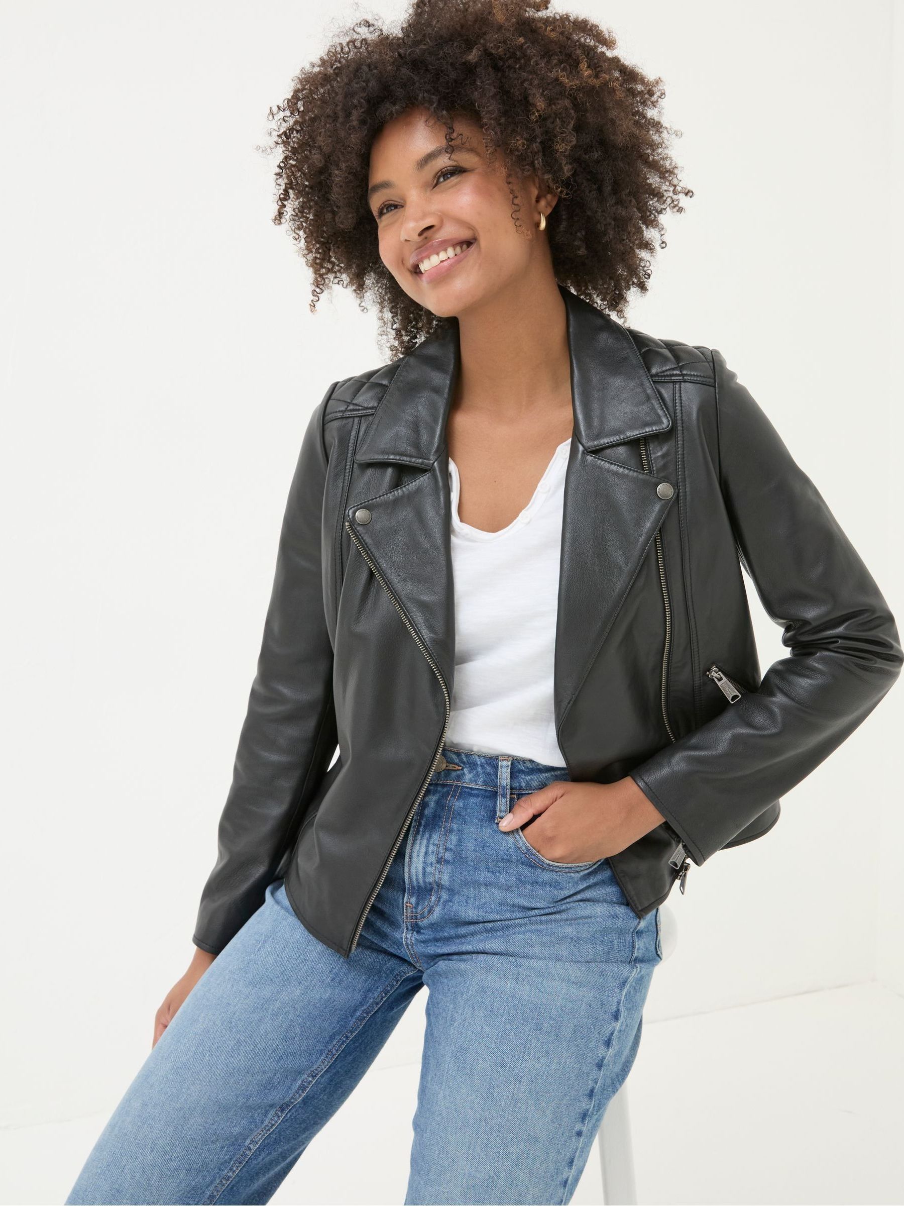 Bethany Black Quilted Biker Jacket - Image 5 of 11