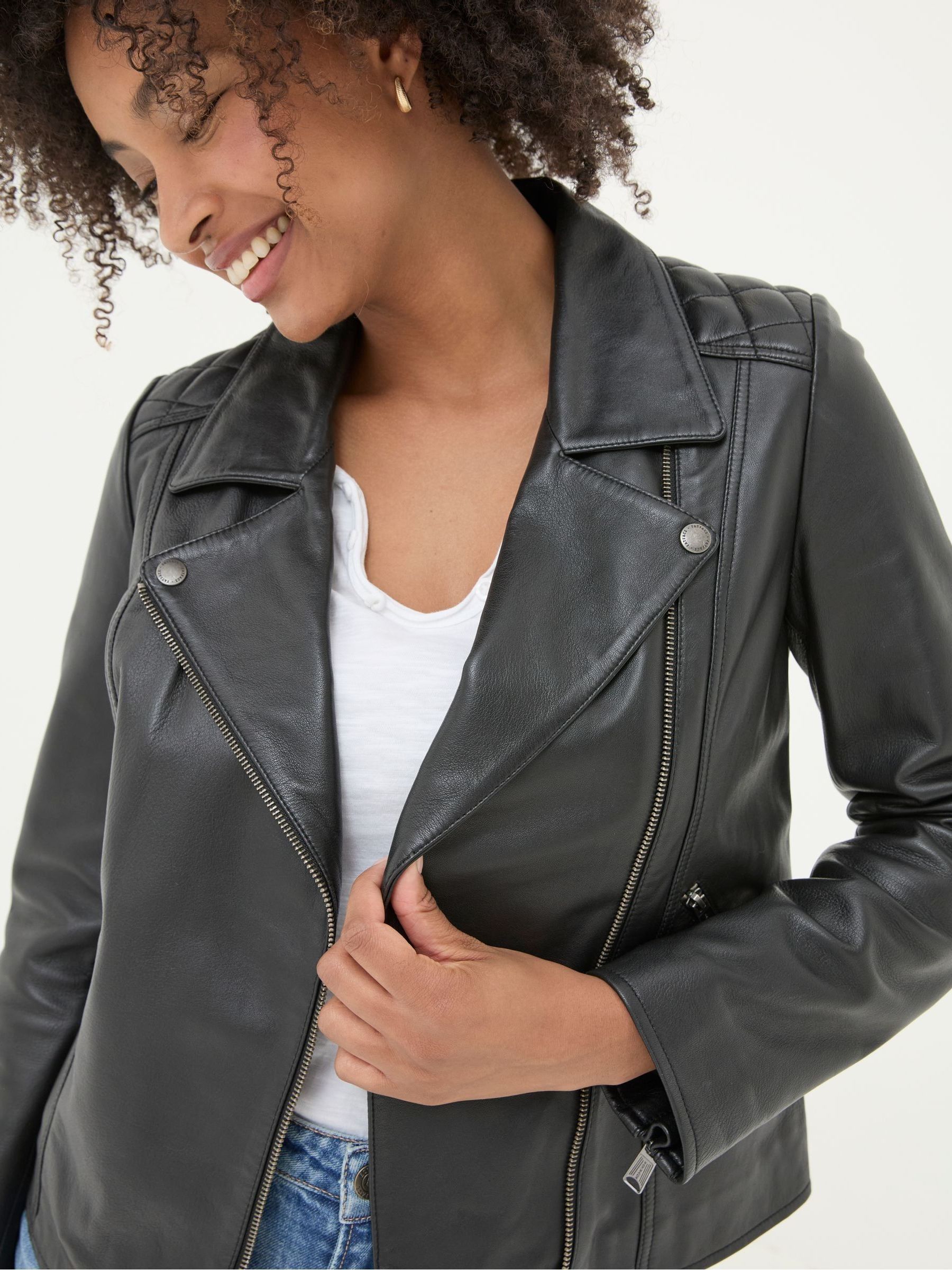 Bethany Black Quilted Biker Jacket - Image 8 of 11