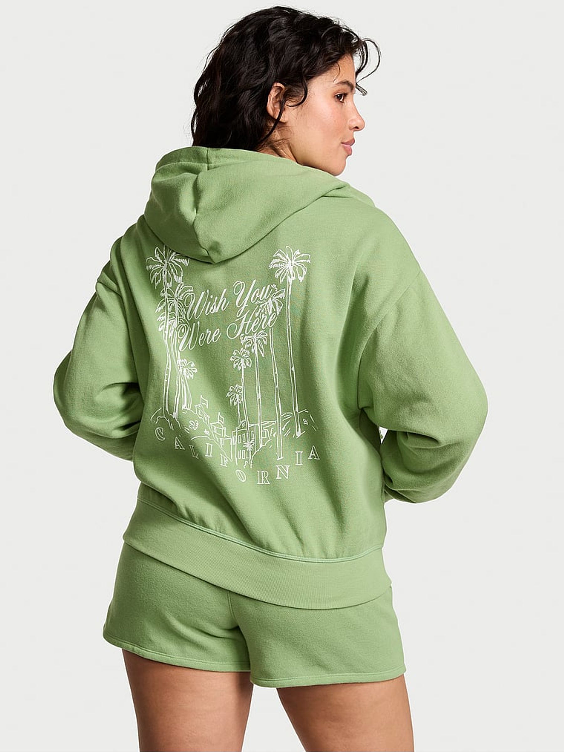 Wild Grass Green Beverly Hills Zip Up Ivy Fleece Full Zip Hoodie - Image 2 of 3