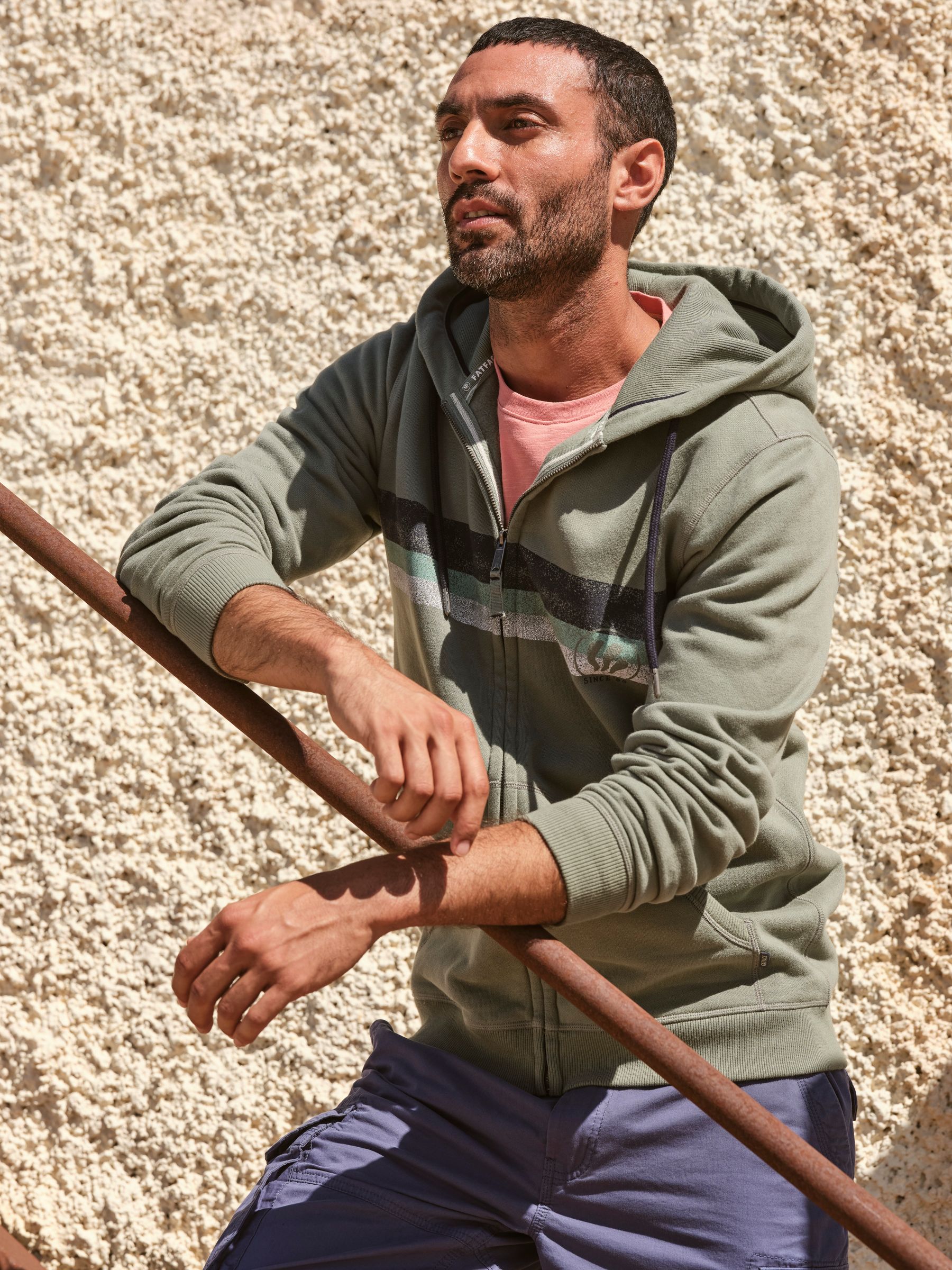 Brooke Green Chest Stripe Zip Up Hoodie - Image 2 of 7