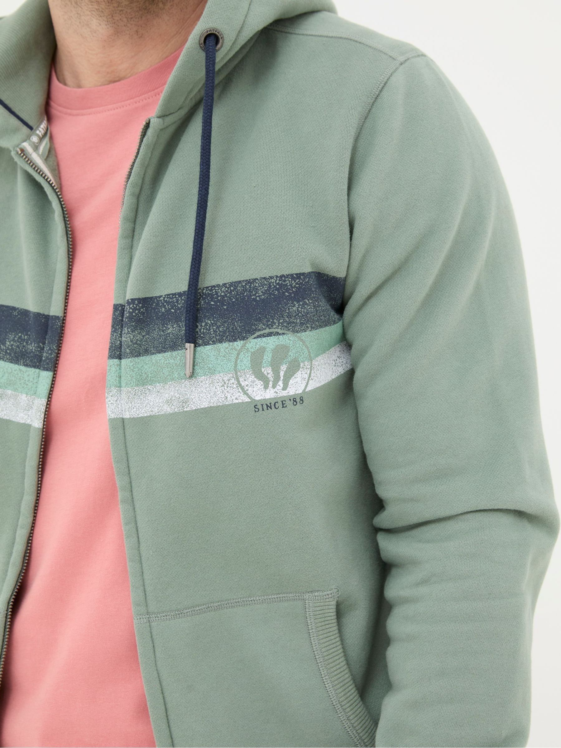 Brooke Green Chest Stripe Zip Up Hoodie - Image 5 of 7
