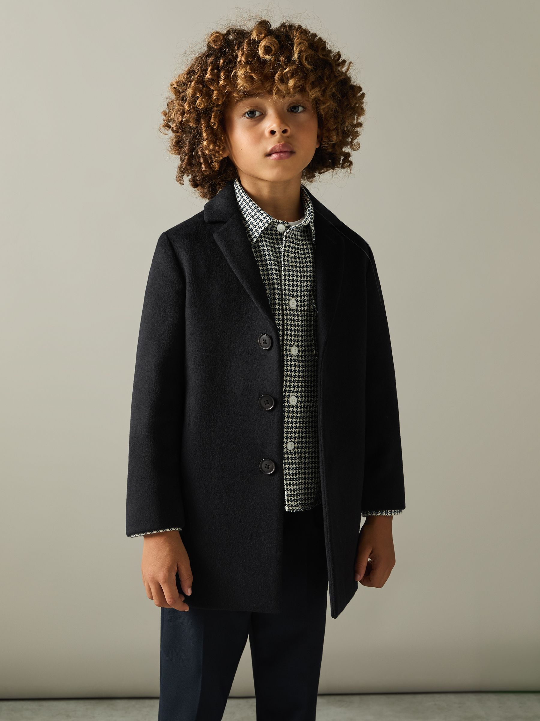 9-13 yrs Single Breasted Overcoat in Navy - Image 1 of 6