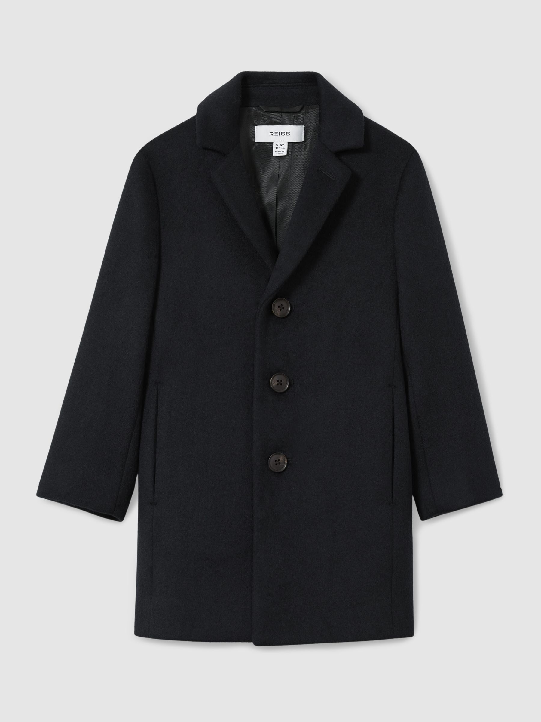 9-13 yrs Single Breasted Overcoat in Navy - Image 2 of 6