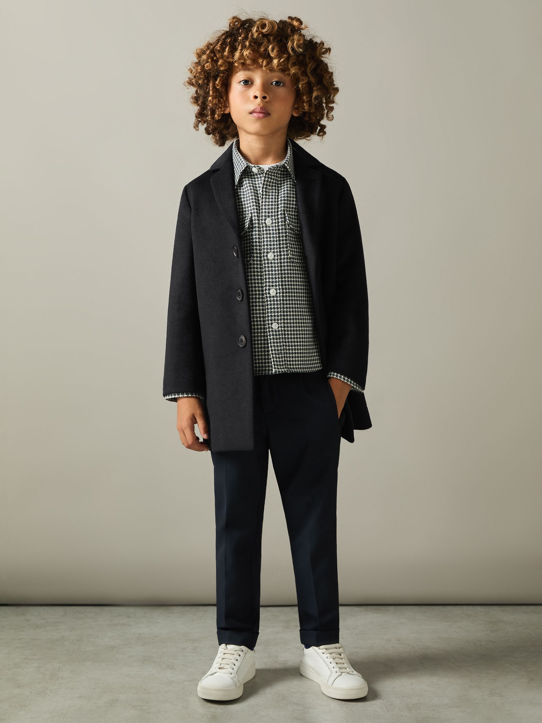 9-13 yrs Single Breasted Overcoat in Navy - Image 3 of 6