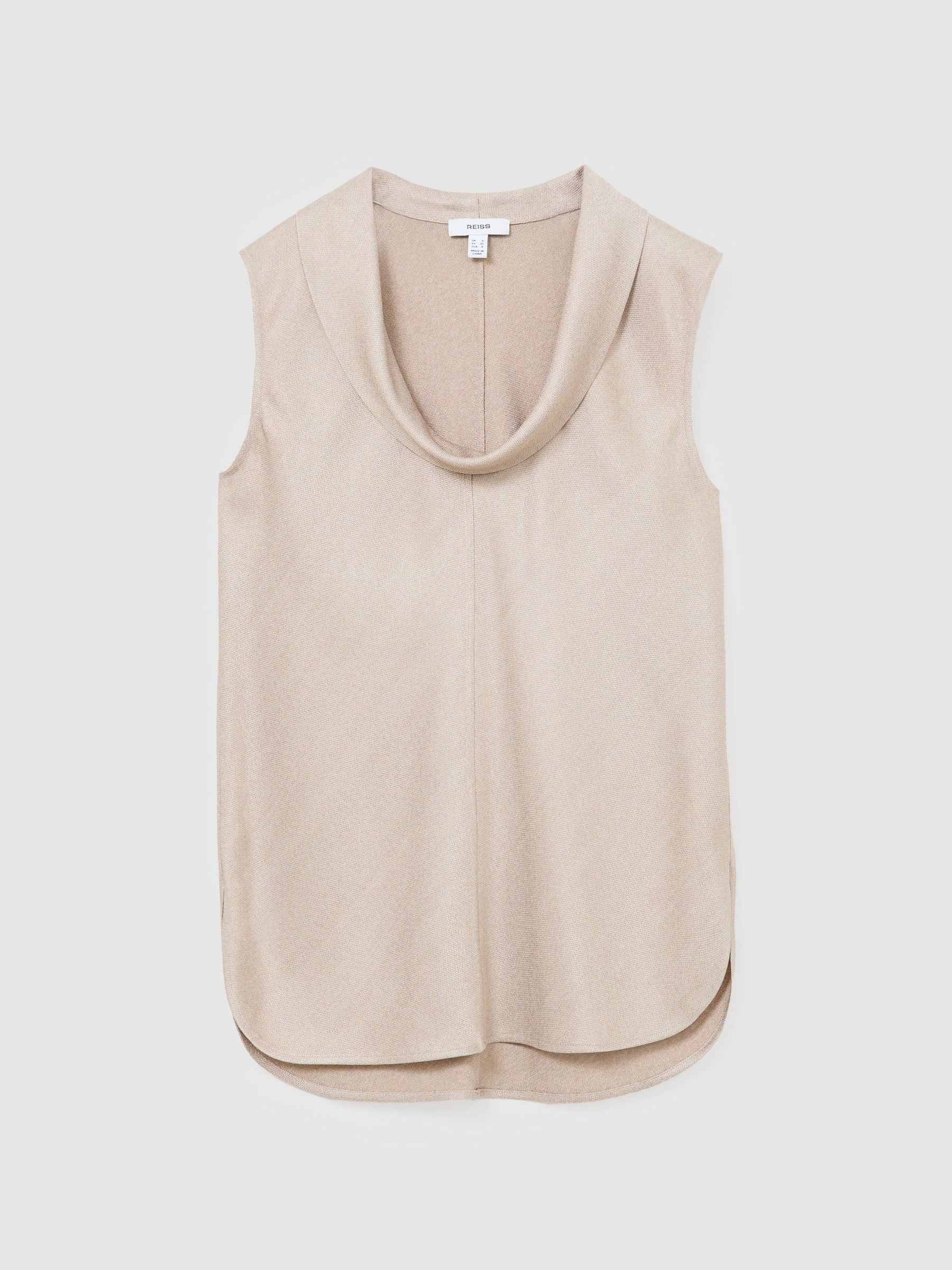 Cowl-Neck Sleeveless Top in Grey Neutral - Image 2 of 8