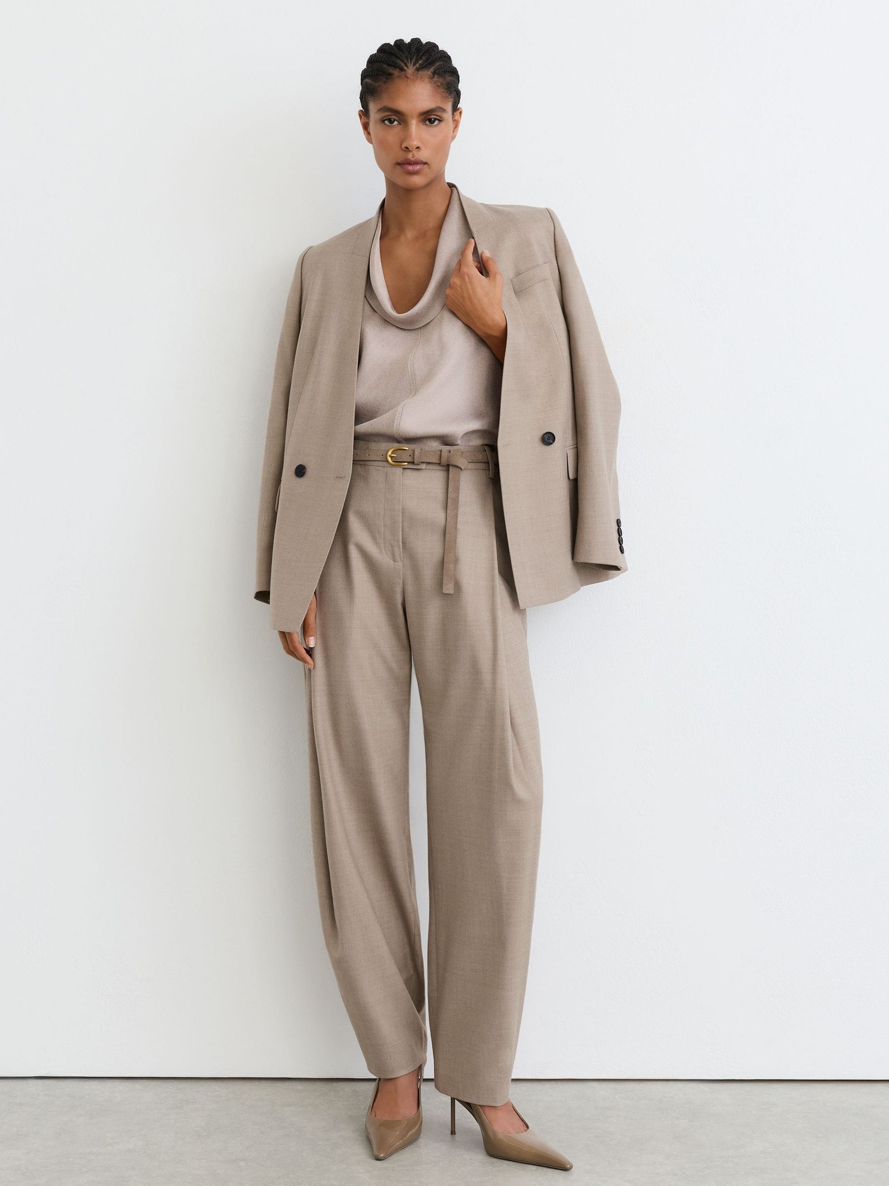 Cowl-Neck Sleeveless Top in Grey Neutral - Image 3 of 8