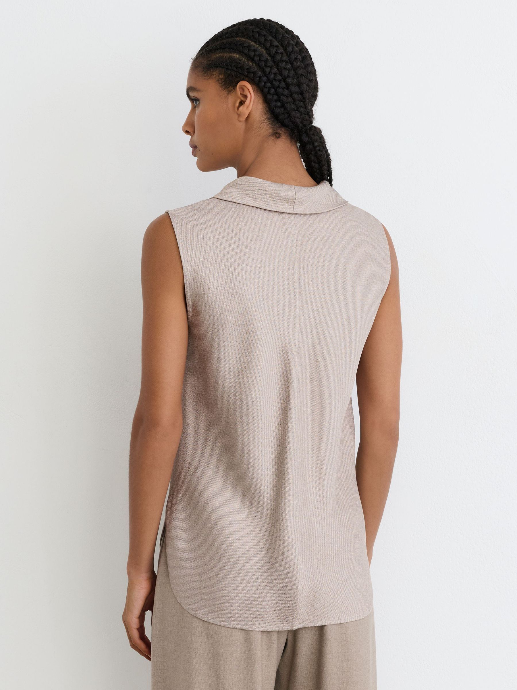 Cowl-Neck Sleeveless Top in Grey Neutral - Image 6 of 8