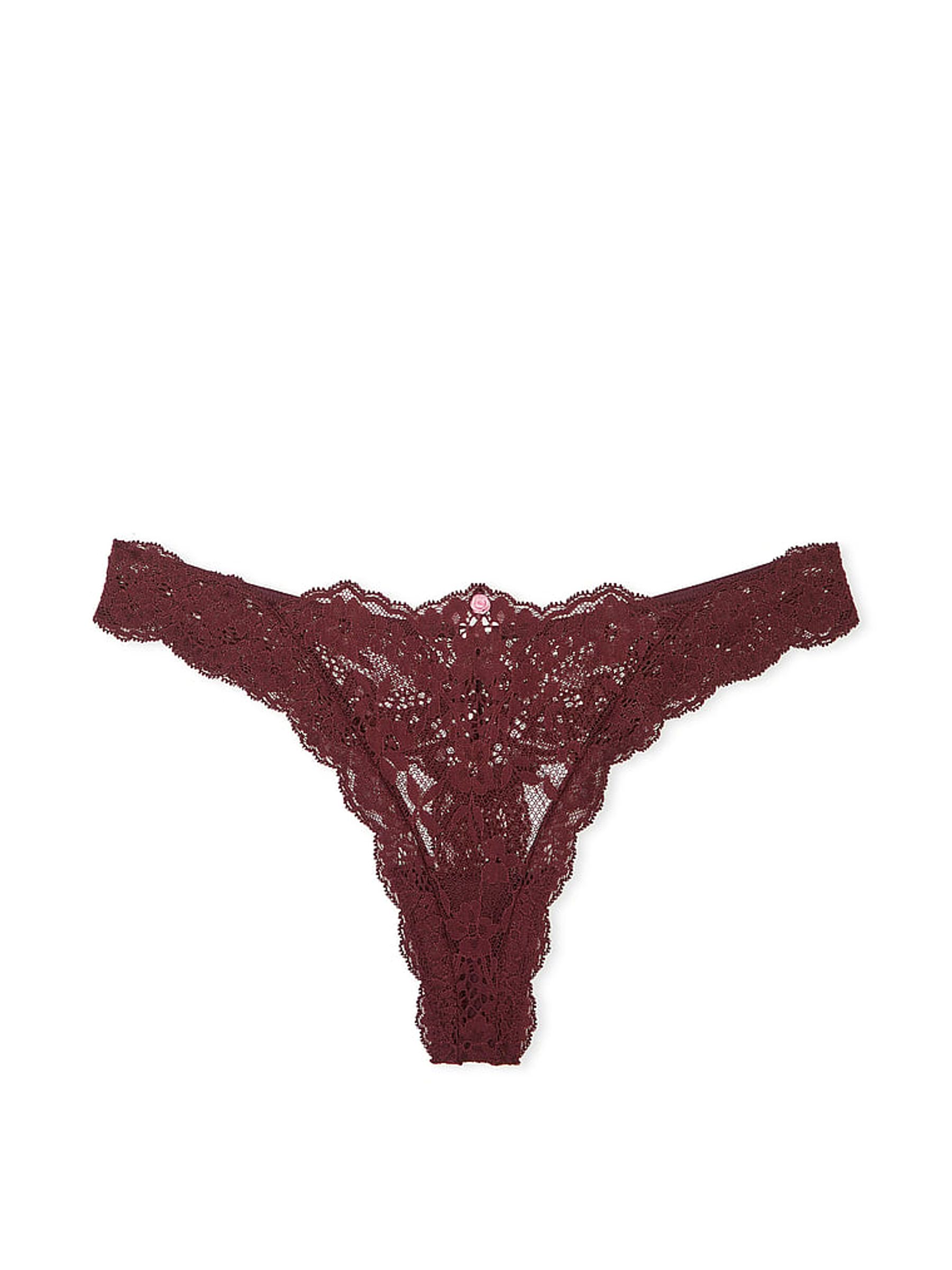 Burgundy Purple Lace Thong Knickers - Image 3 of 3