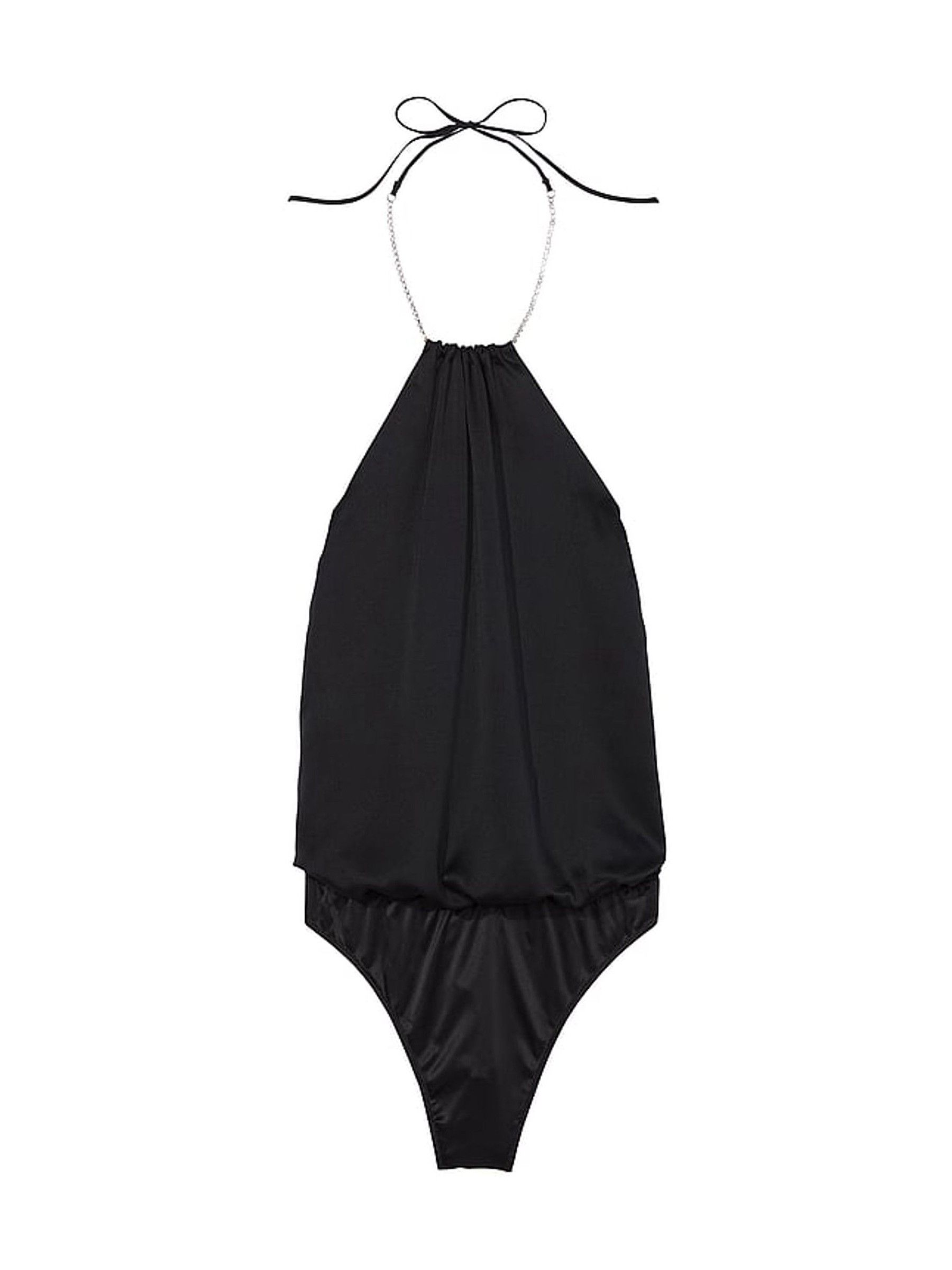 Black Twinkle Strap Satin Bodysuit - Image 3 of 3