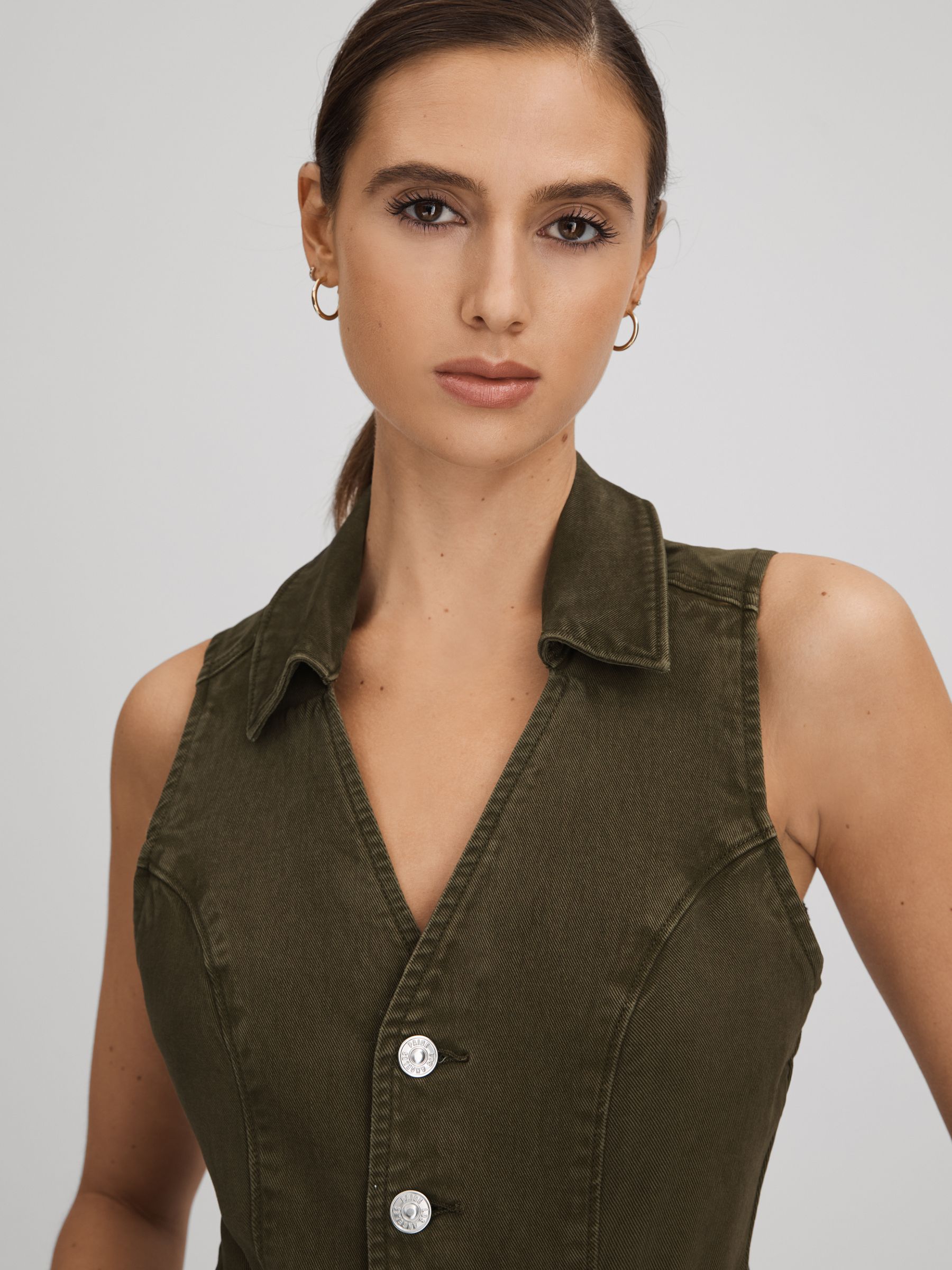 Paige Denim Jumpsuit in Olive - Image 4 of 6