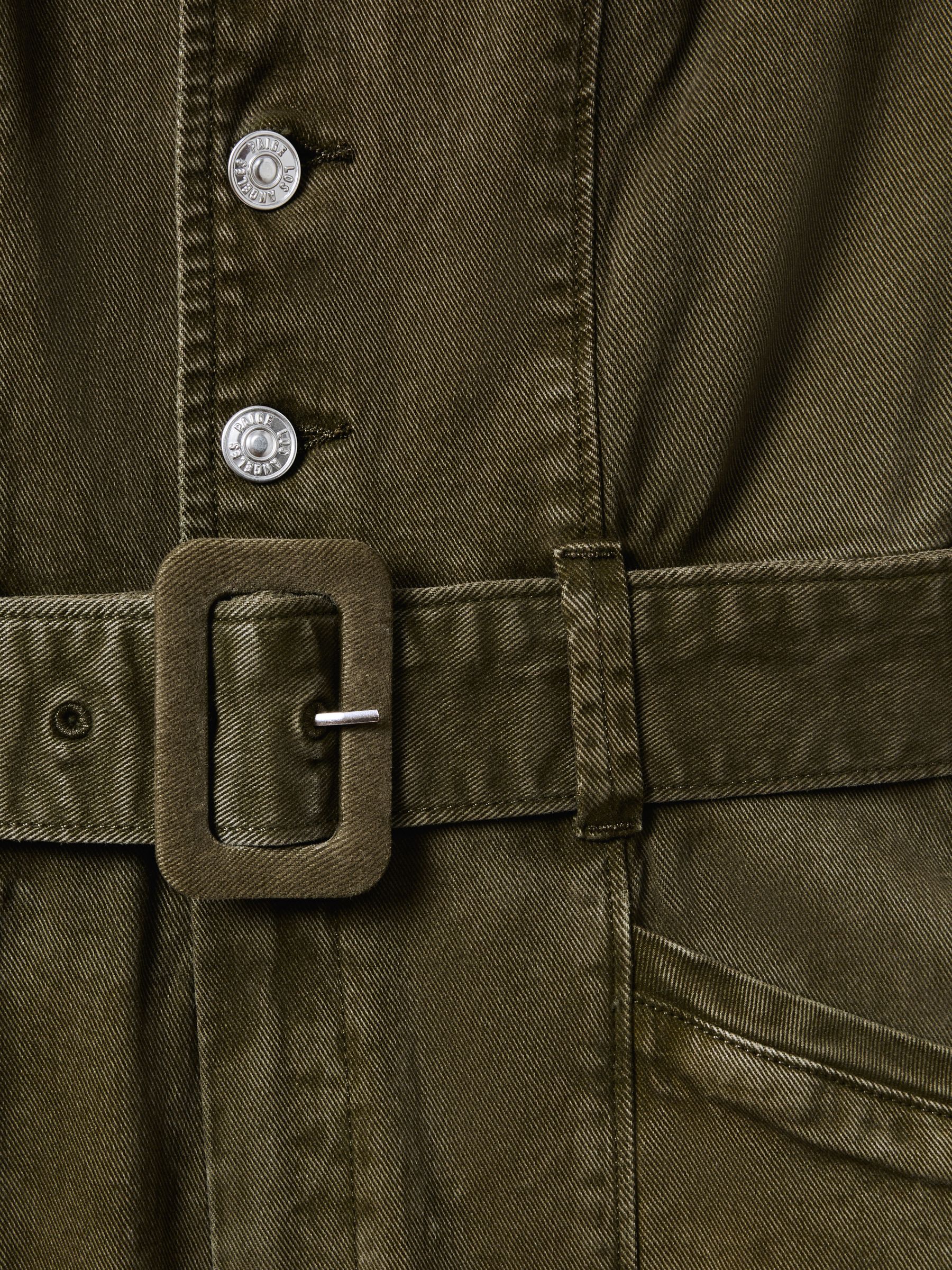 Paige Denim Jumpsuit in Olive - Image 6 of 6