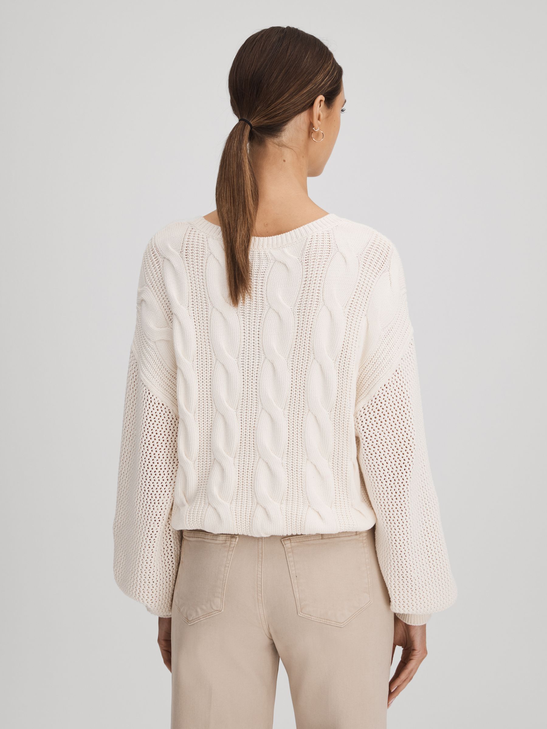 Paige Cotton Blend Knitted Jumper in Ivory - Image 5 of 7