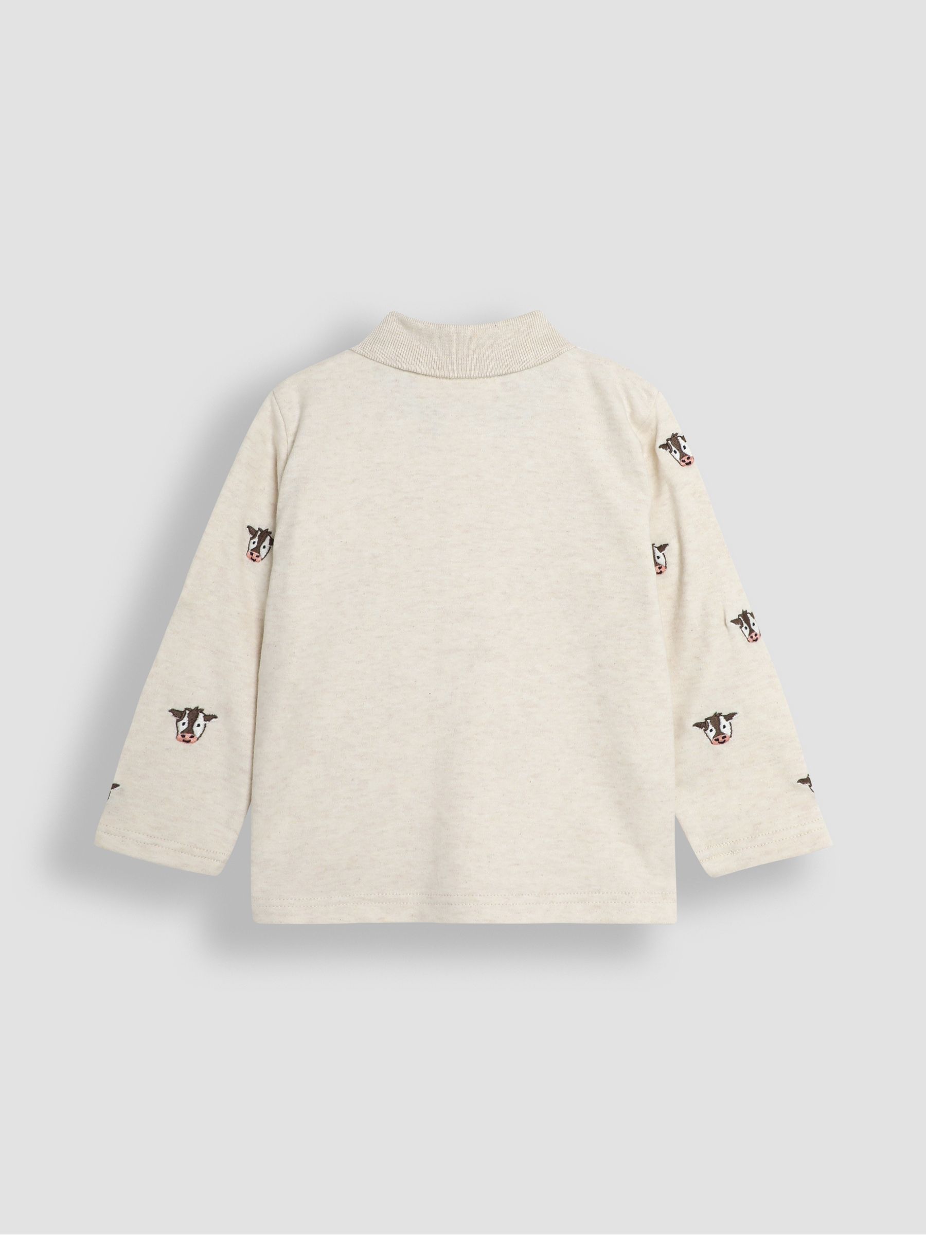 Natural Friesian Cow Long Sleeve Embroidered Polo Shirt - Image 2 of 3