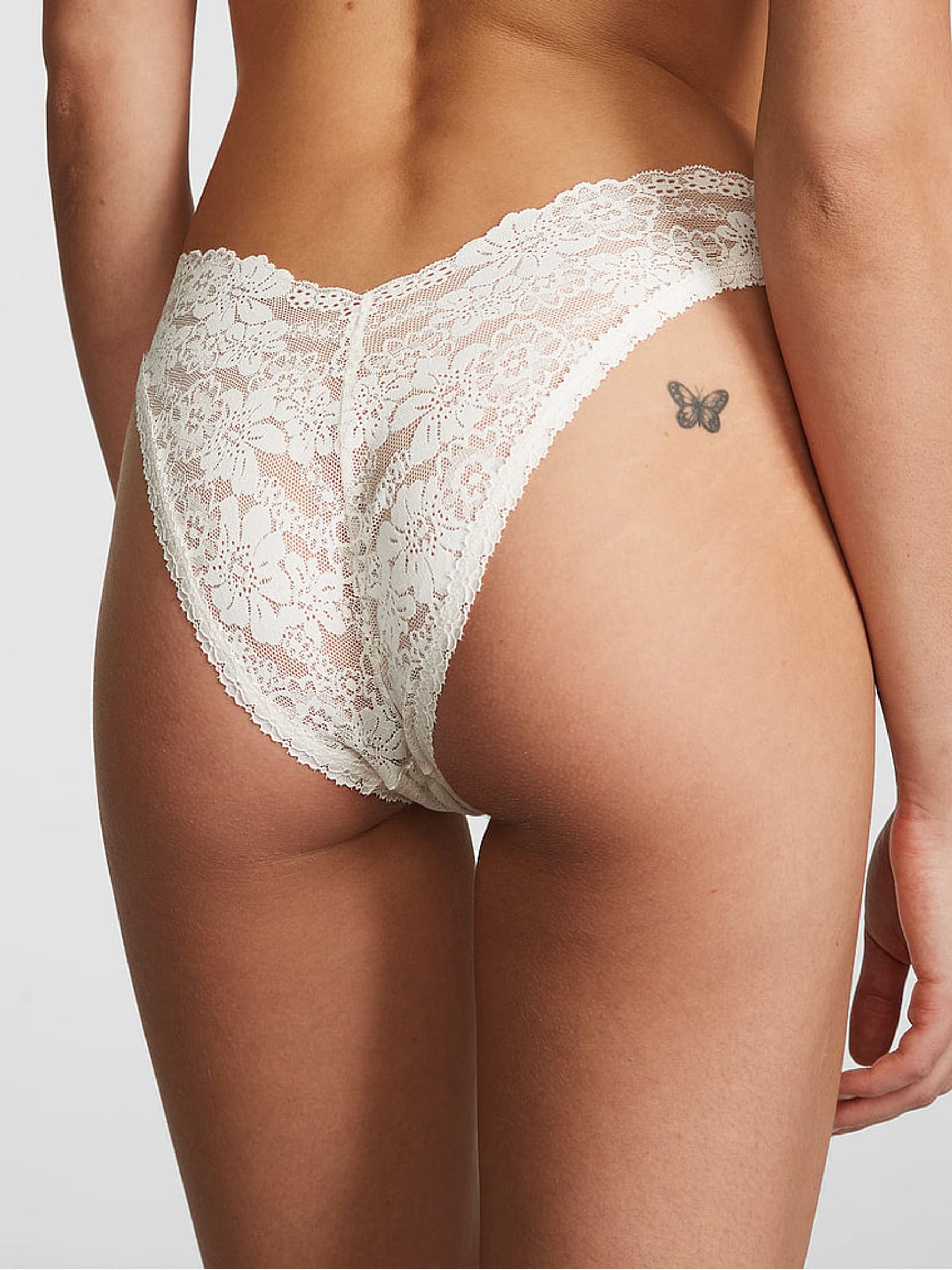 Coconut White Brazilian Floral Lace Knickers - Image 2 of 3