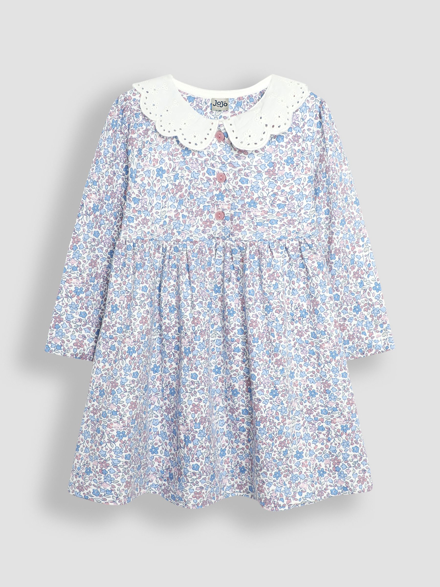 Pink Bloom Ditsy Floral Floral Broderie Collar Dress - Image 1 of 3