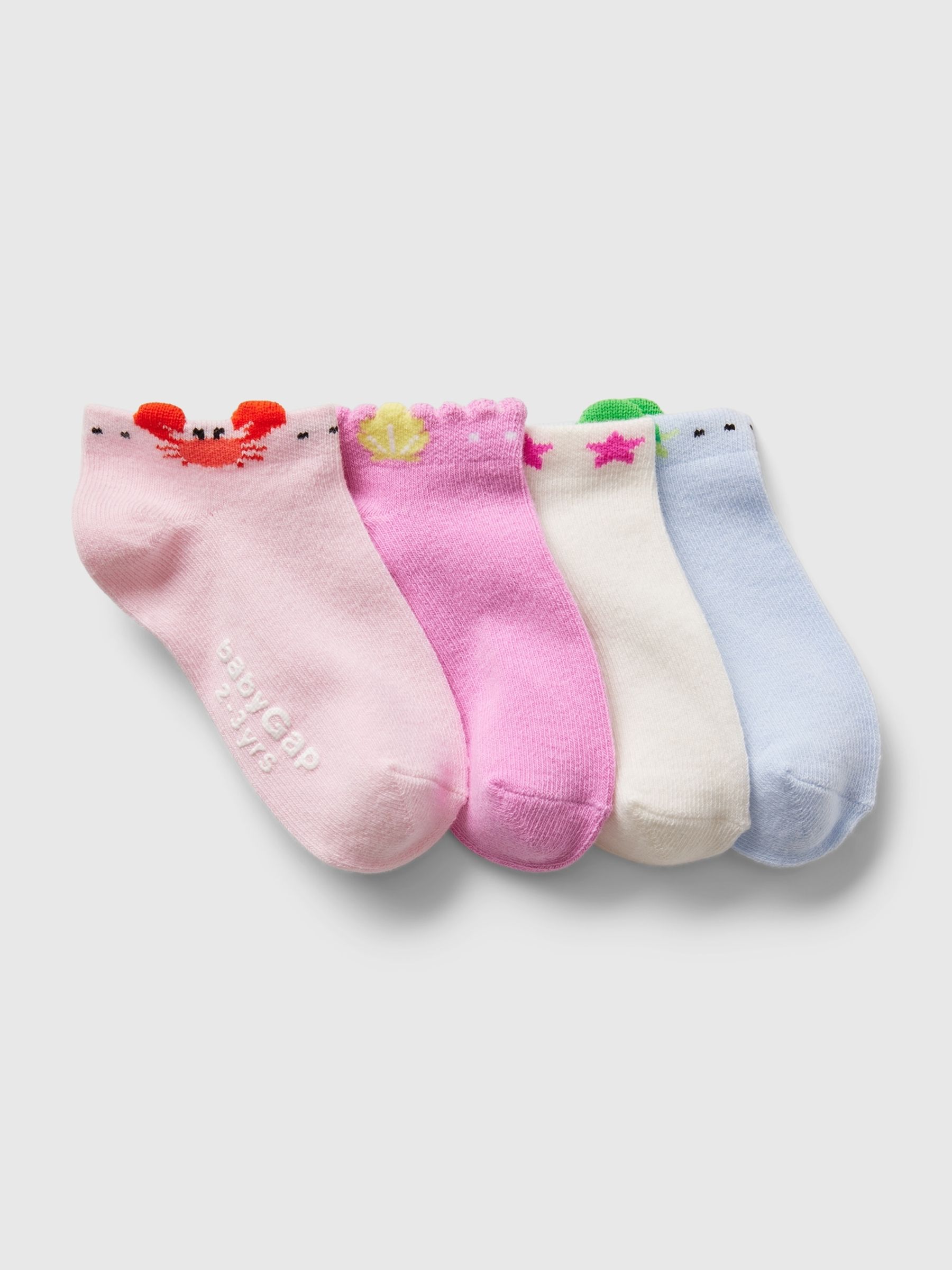 Pink Toddler Print Crew Socks 4 Pack - Image 1 of 1