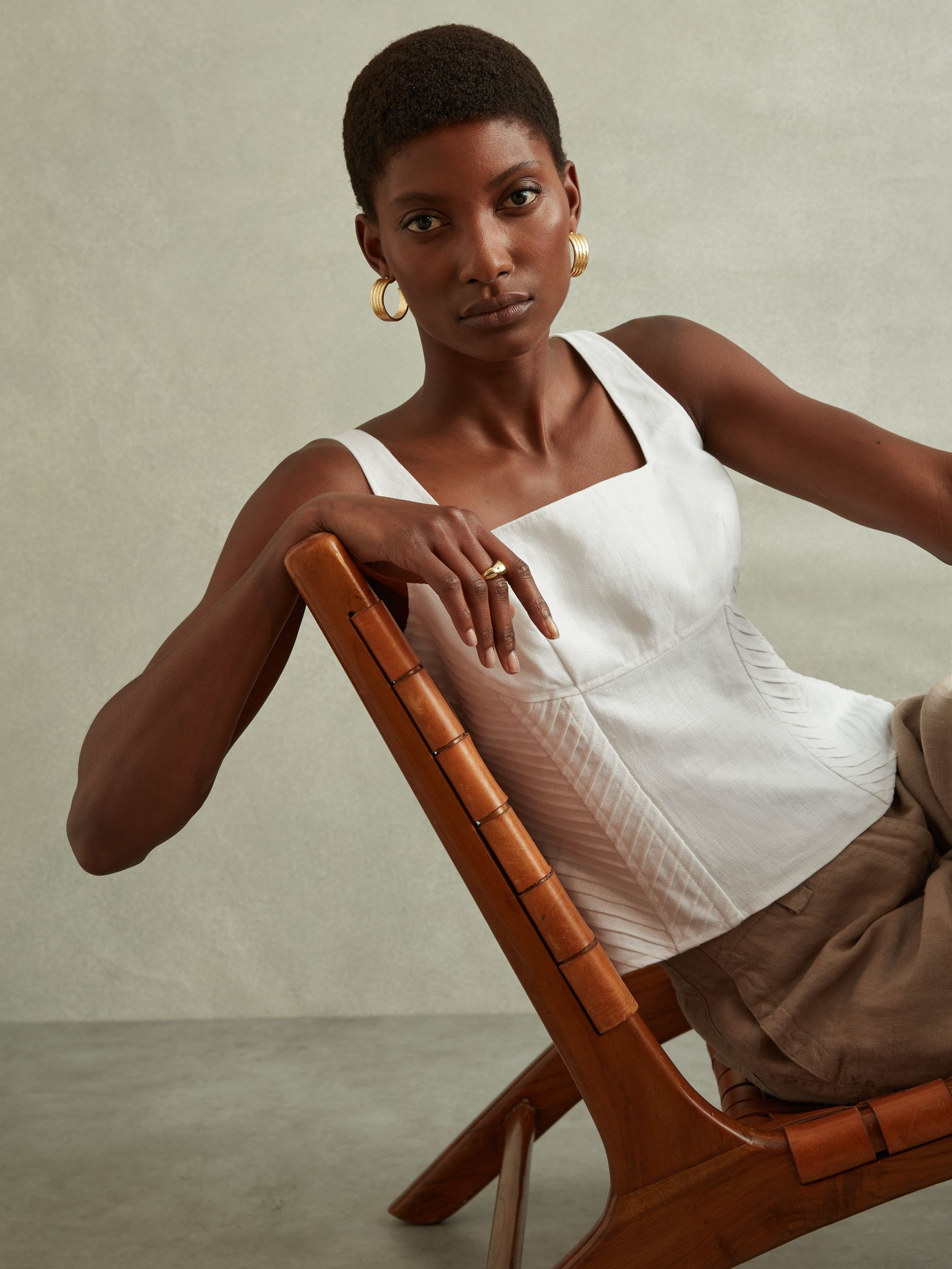 Linen Corset Vest in Cream - Image 1 of 4
