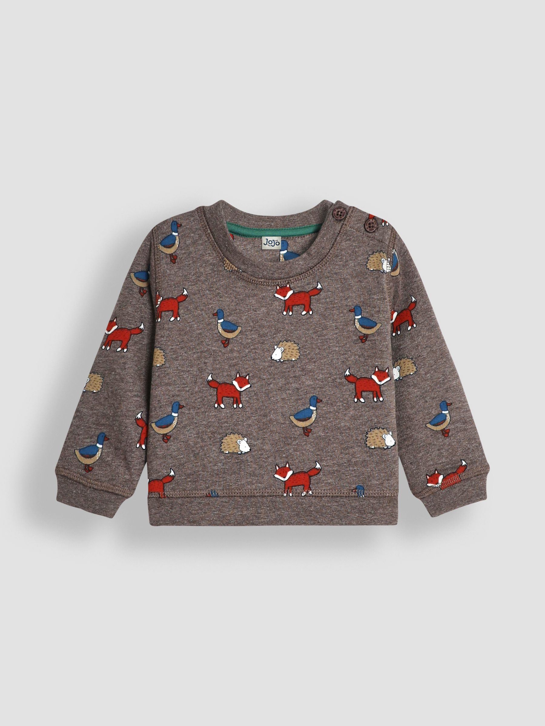 Mocha Brown Woodland Friends Print Sweatshirt & Joggers Set - Image 2 of 5