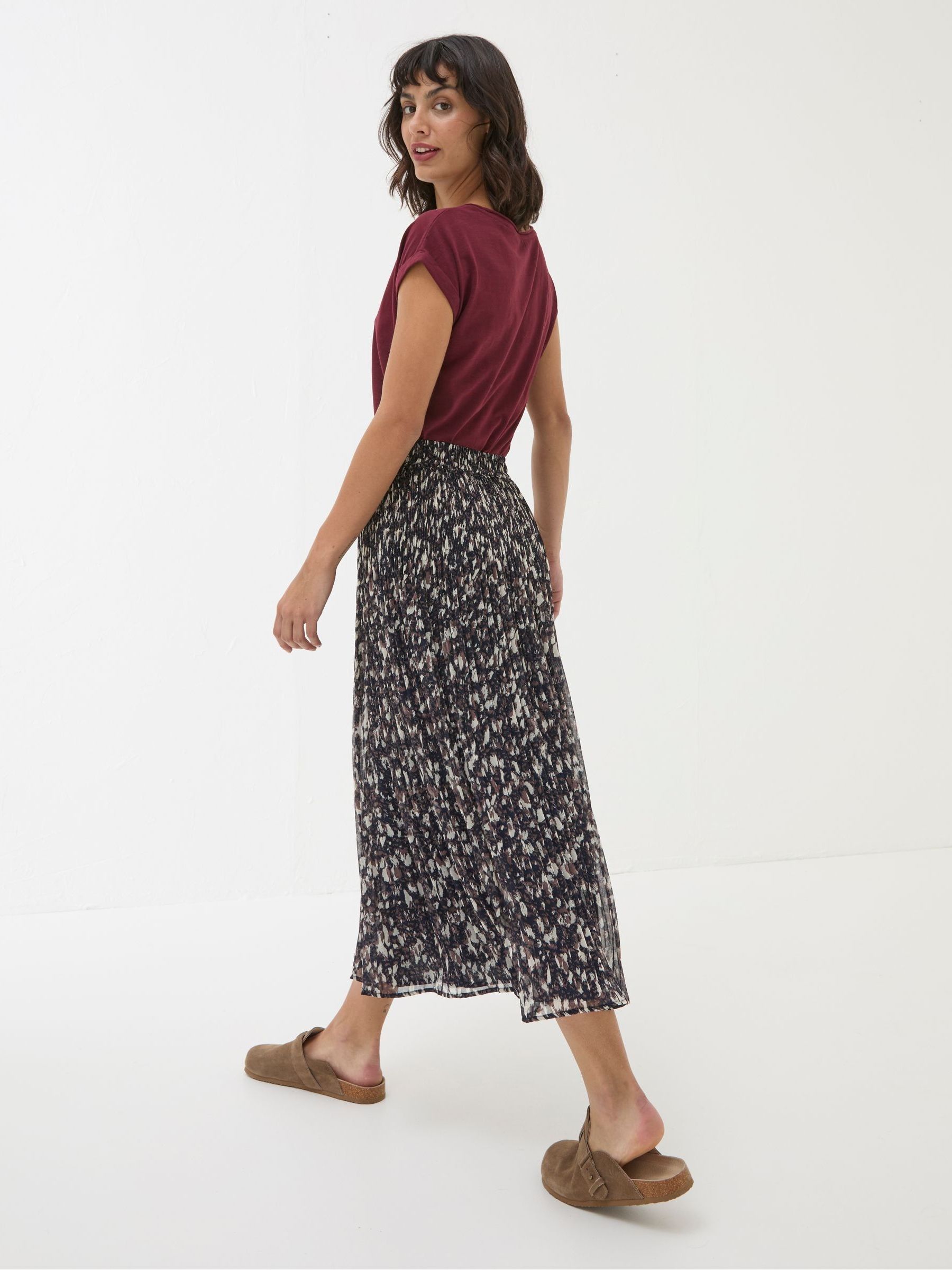 Paignton Dark Brown Pleated Midi Skirt - Image 2 of 6