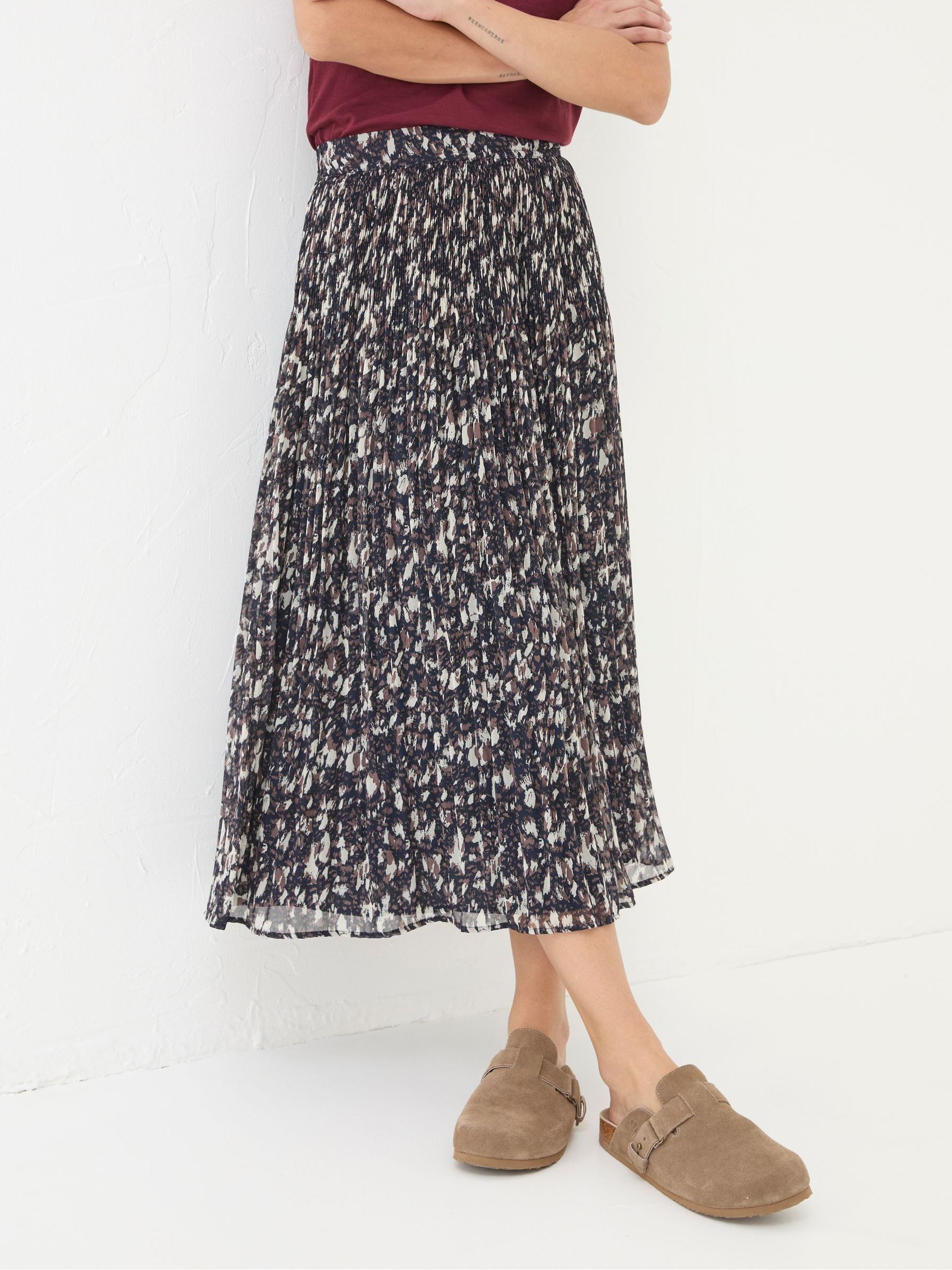 Paignton Dark Brown Pleated Midi Skirt - Image 3 of 6