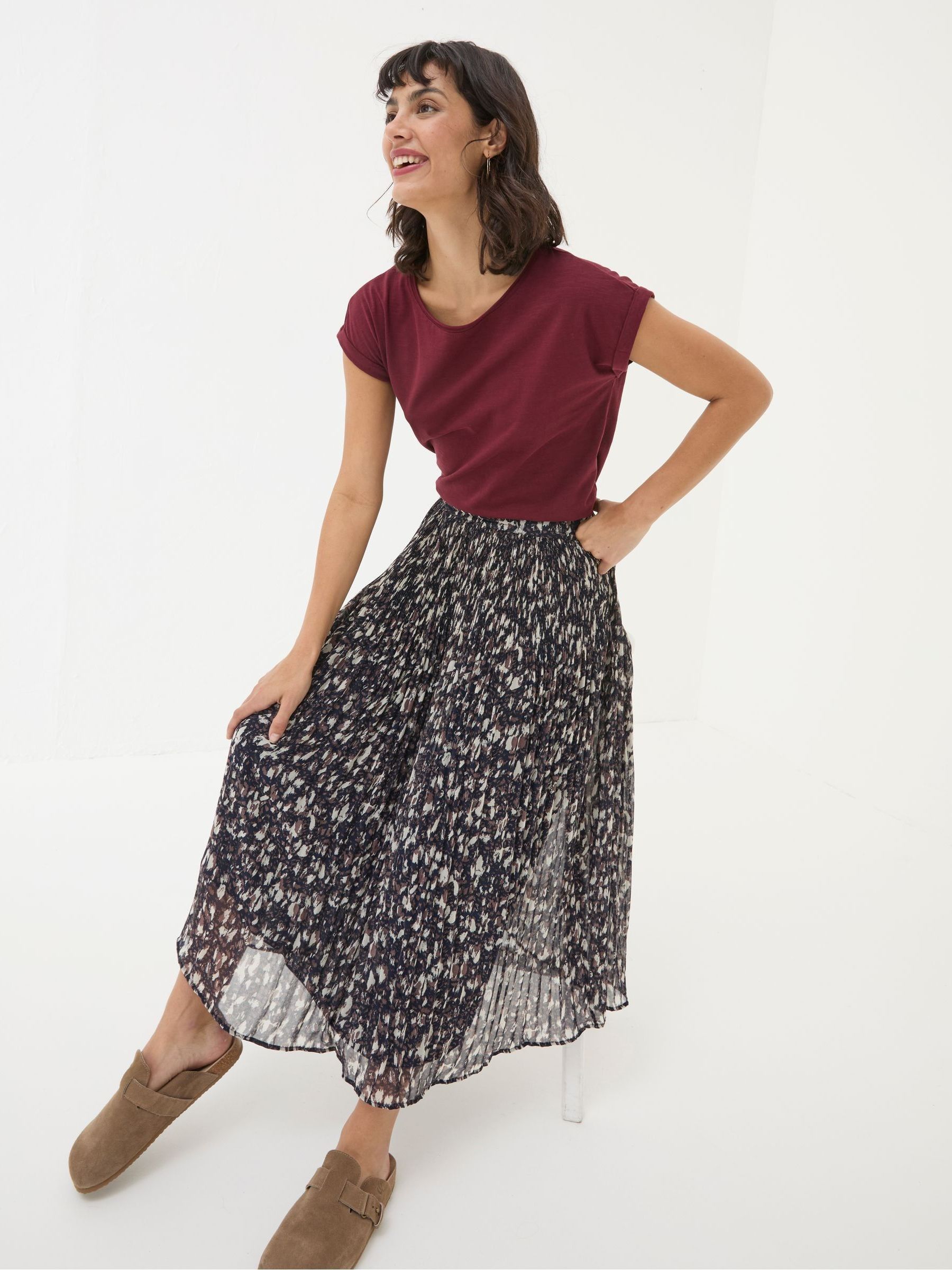 Paignton Dark Brown Pleated Midi Skirt - Image 5 of 6