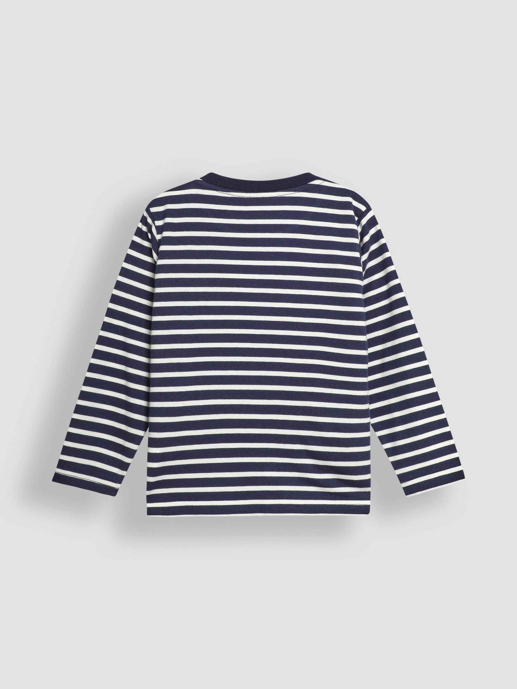 Navy Ecru Stripe Diplodocus Appliqué Pocket Top - Image 2 of 3
