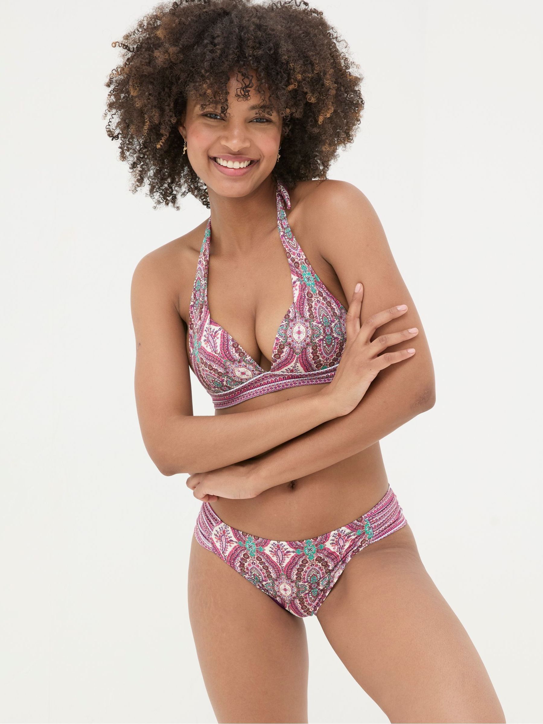 Pink Porth Detail Paisley Bikini Bottoms - Image 1 of 4