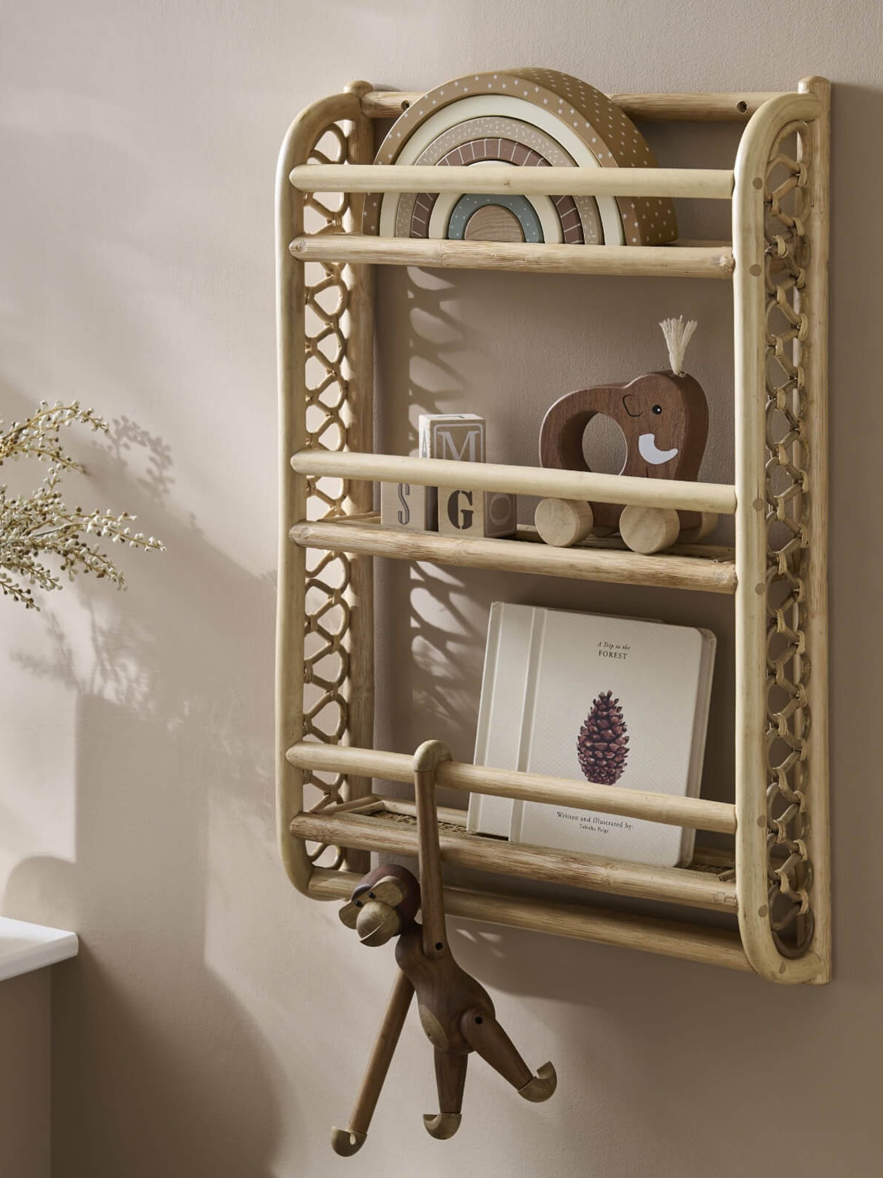 Cuddleco Natural Aria Rattan Wave Bookshelf - Image 1 of 4