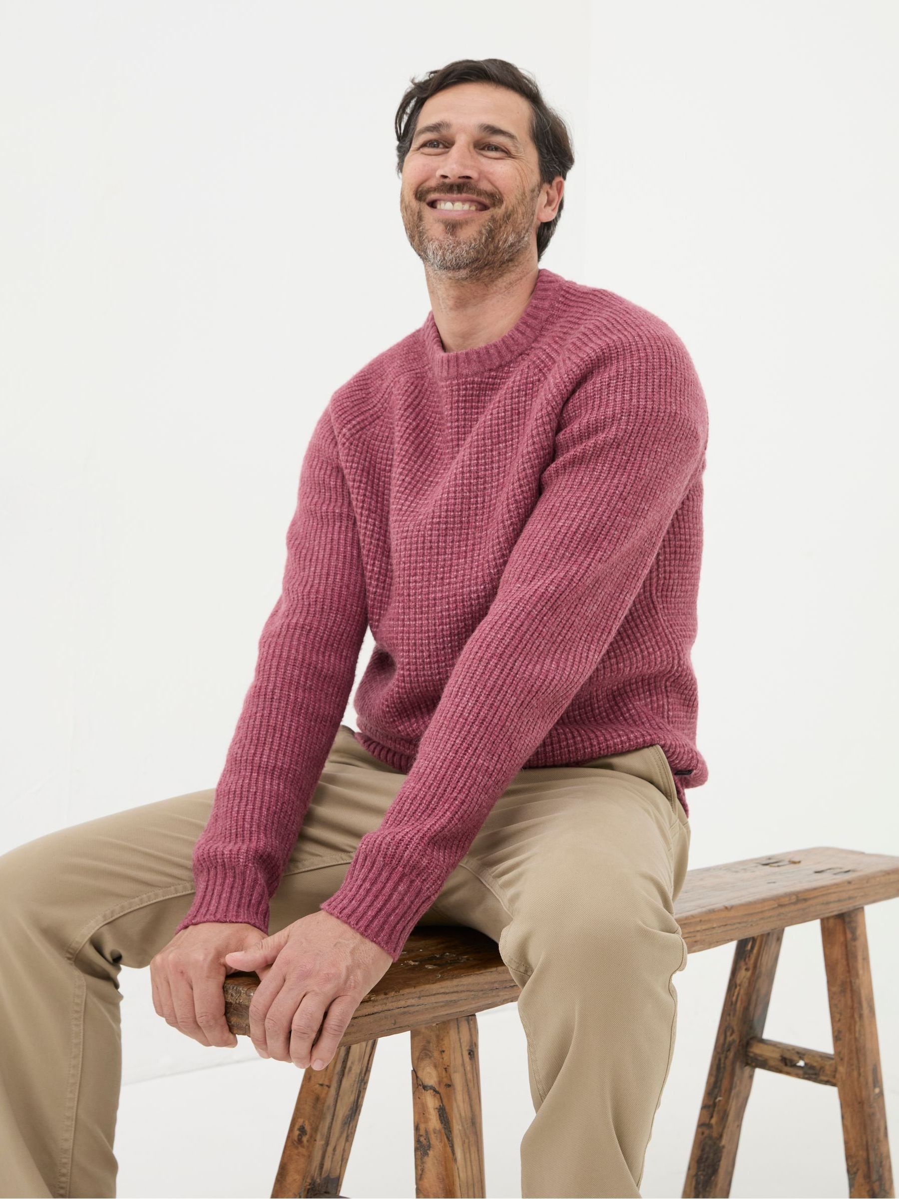 Calder Dark Pink Crew Neck Jumper - Image 3 of 5