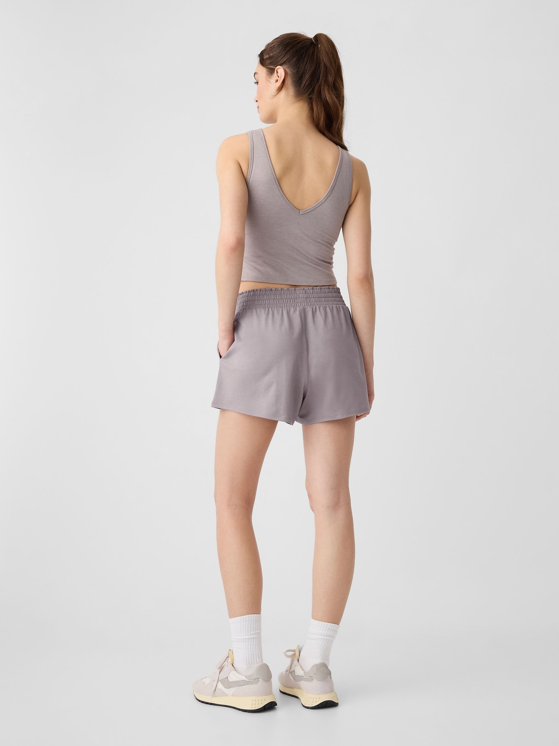 Light Grey Brushed Jersey Shorts - Image 2 of 6
