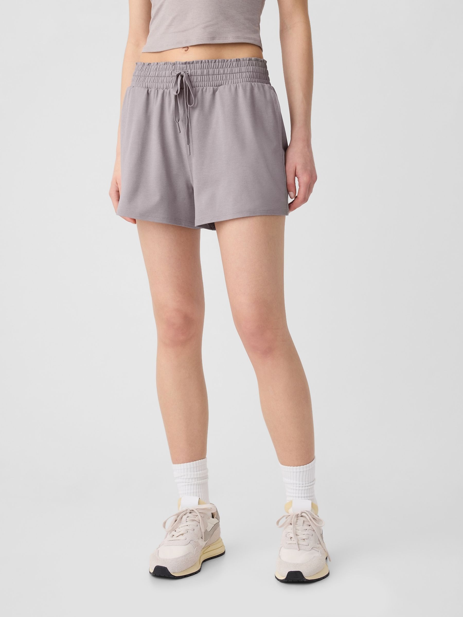 Light Grey Brushed Jersey Shorts - Image 3 of 6