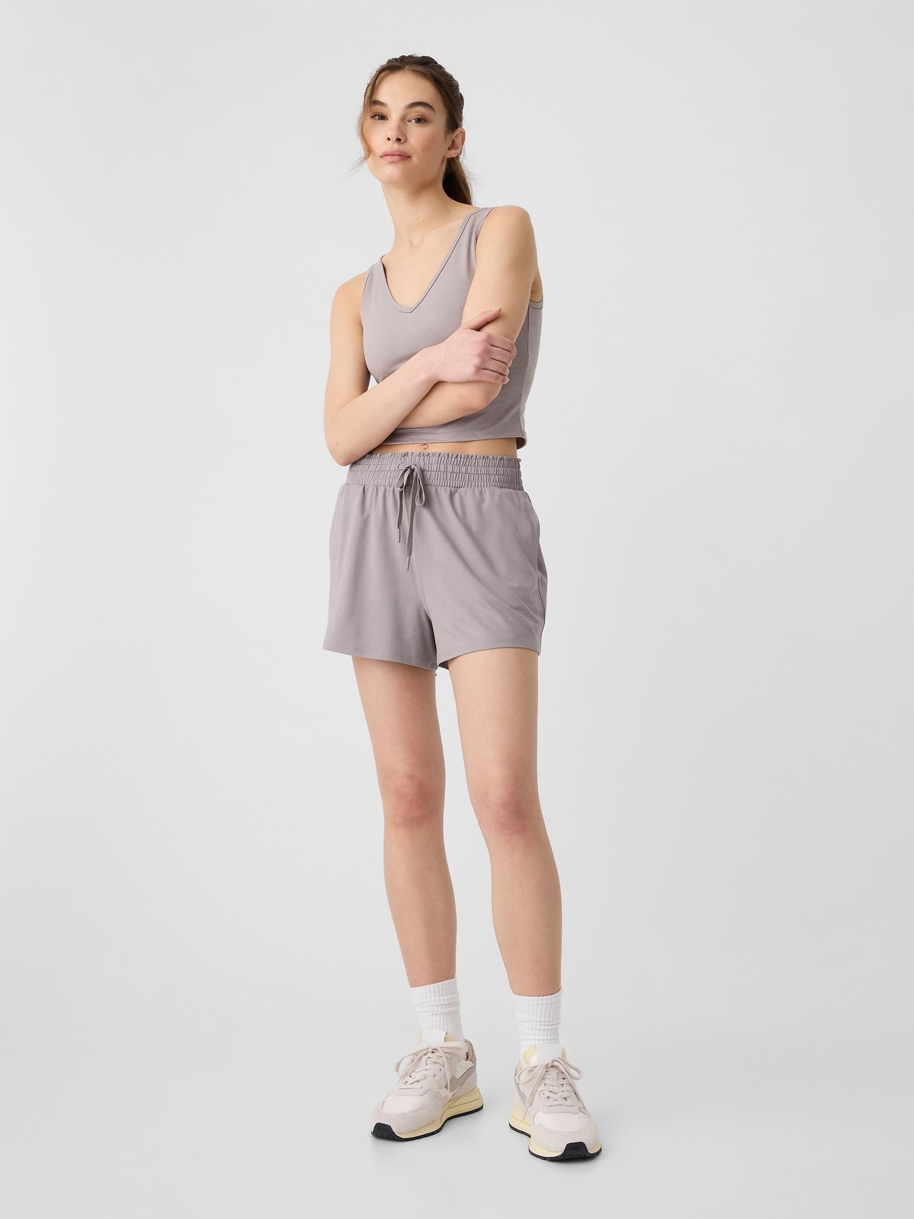 Light Grey Brushed Jersey Shorts - Image 4 of 6