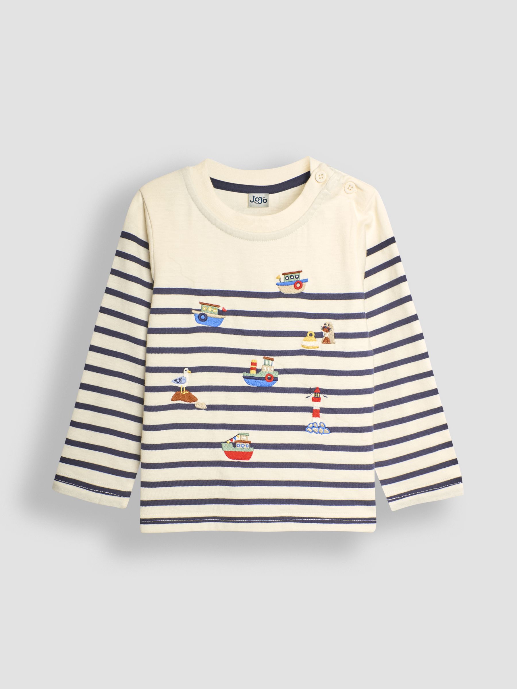Ecru Navy Stripe Shipping Harbour Applique Top - Image 1 of 3