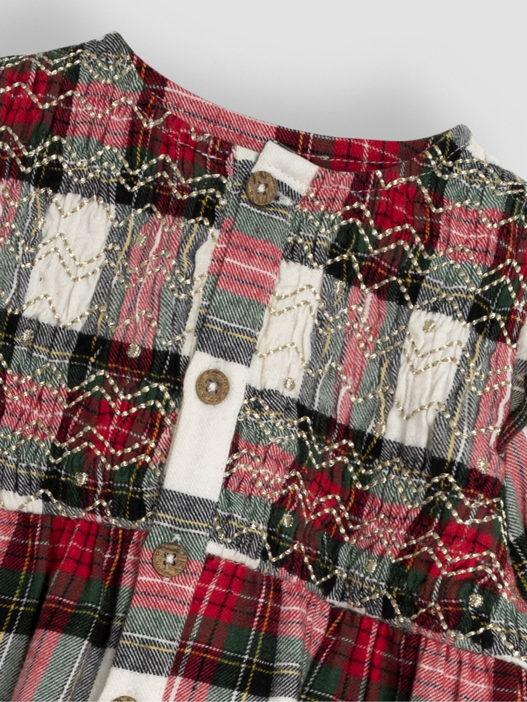 Red Tartan Smocked Dress And Tights Set - Image 4 of 4