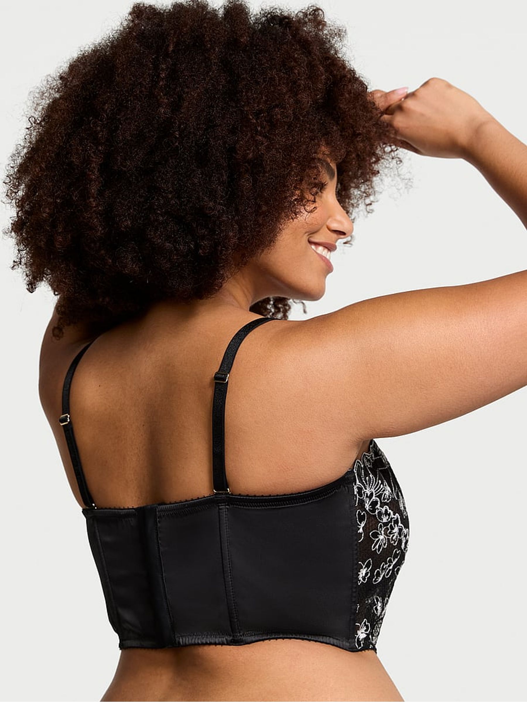 Black Ziggy Glam Embroidered Corset Bra Top - Image 2 of 3