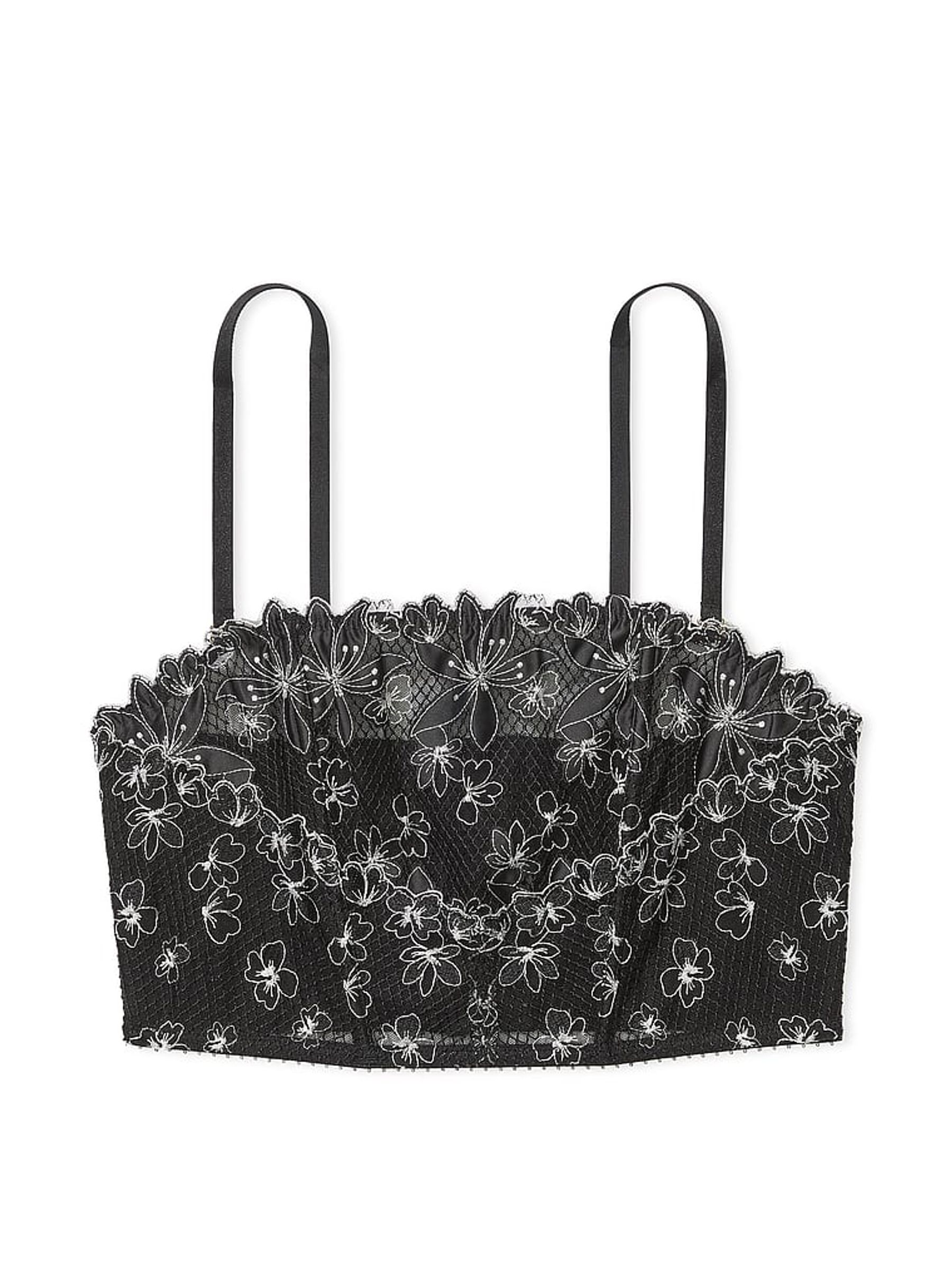 Black Ziggy Glam Embroidered Corset Bra Top - Image 3 of 3