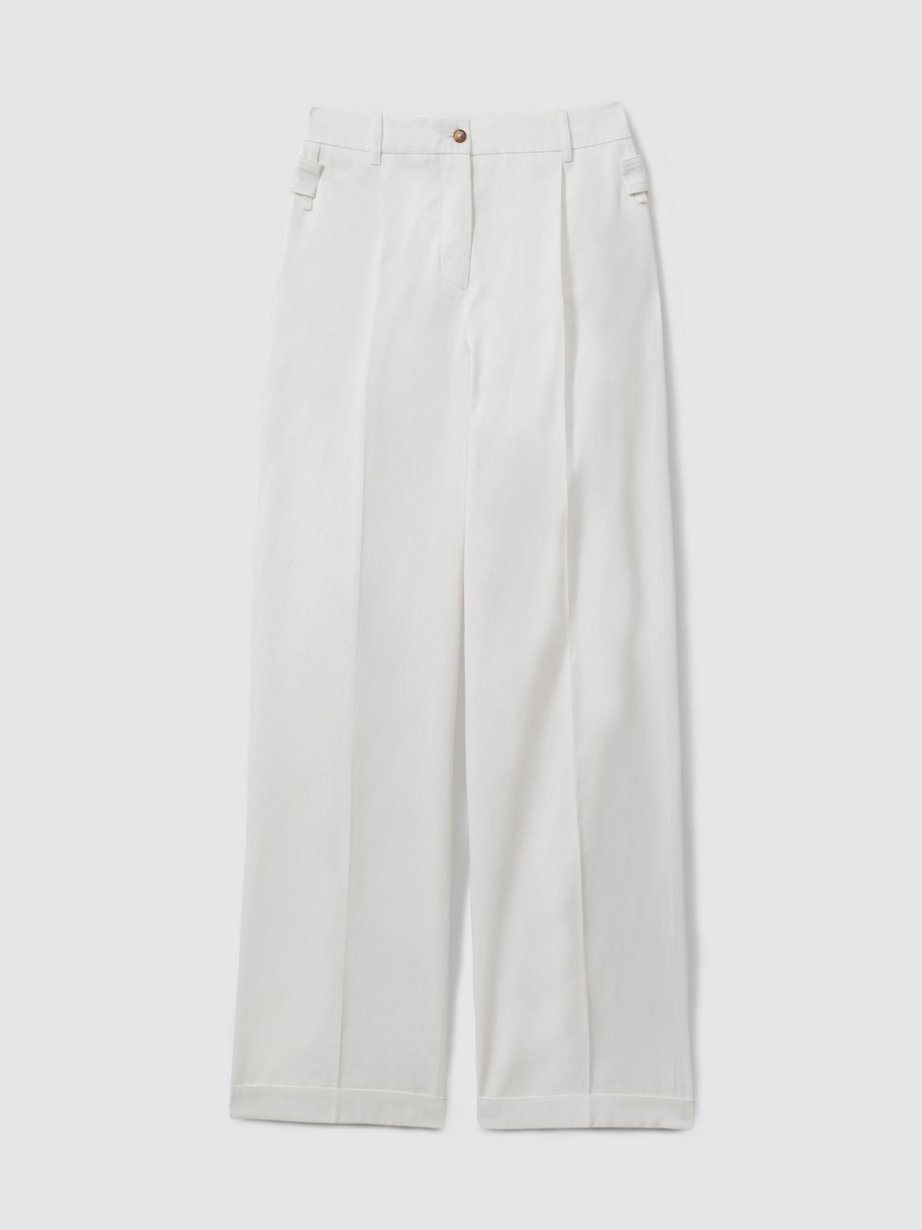 Cotton Wide Leg Suit Trousers in White - Image 2 of 6