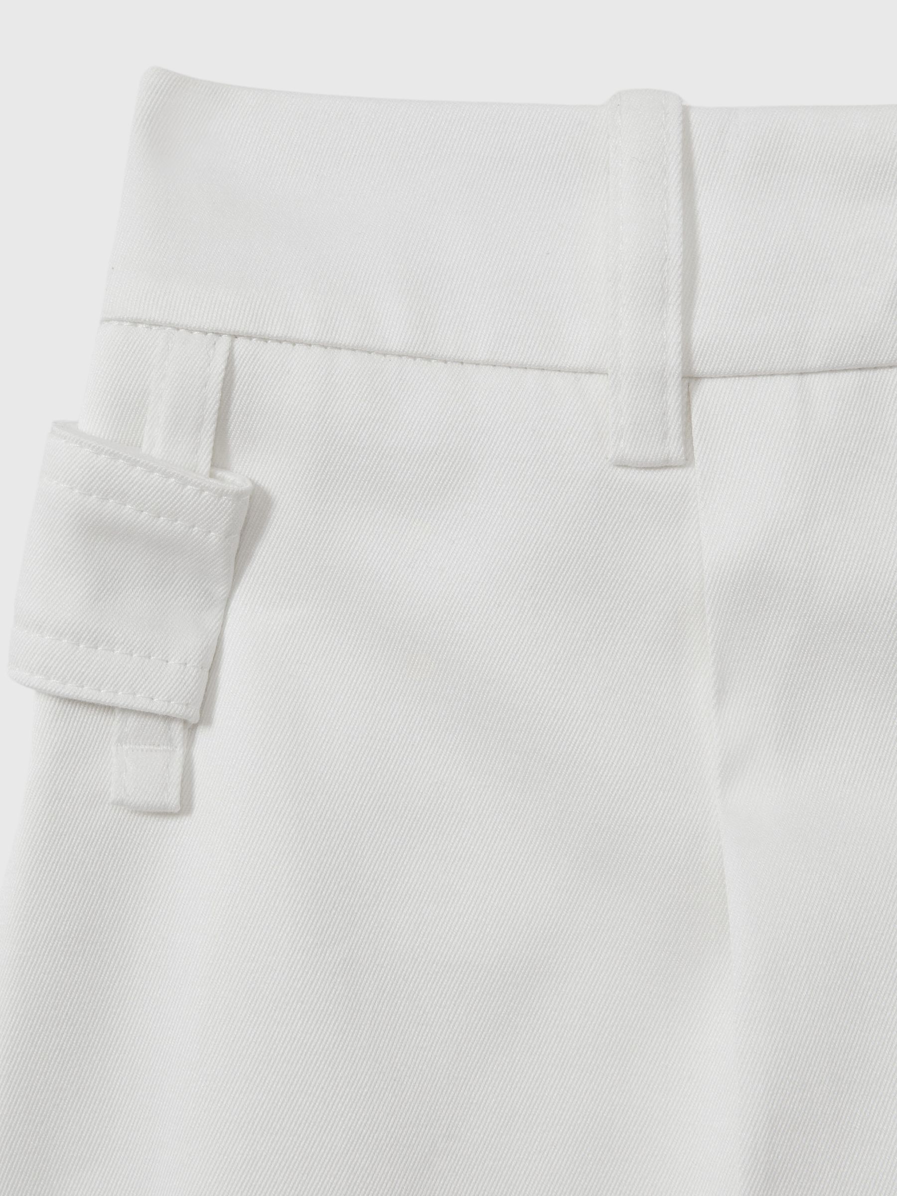 Cotton Wide Leg Suit Trousers in White - Image 6 of 6