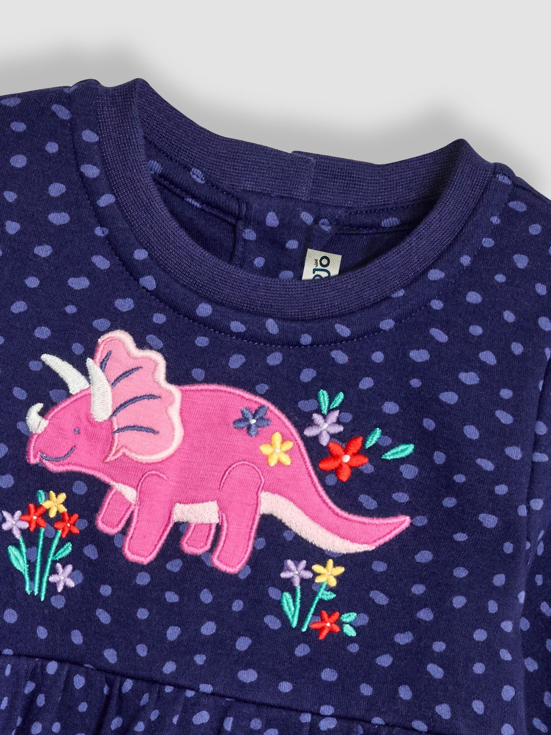 Navy Blue Dino Appliqué Sweat Dress - Image 3 of 3