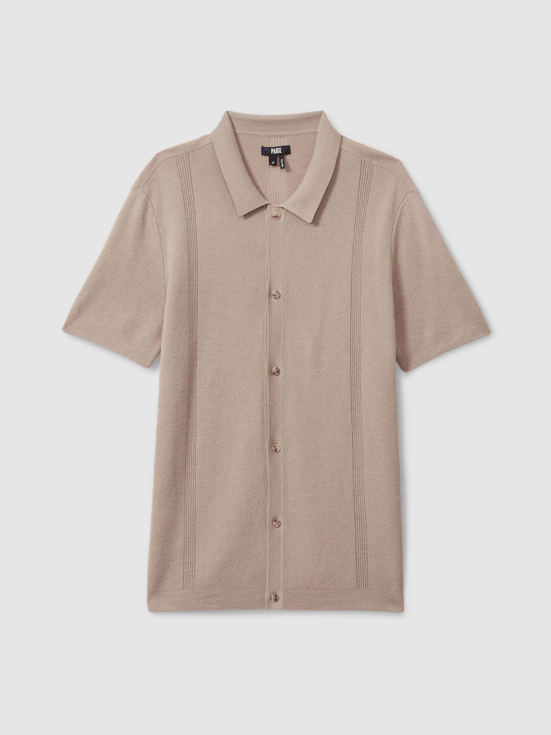 Paige Cotton-Linen Knitted Shirt in Mocha - Image 2 of 5