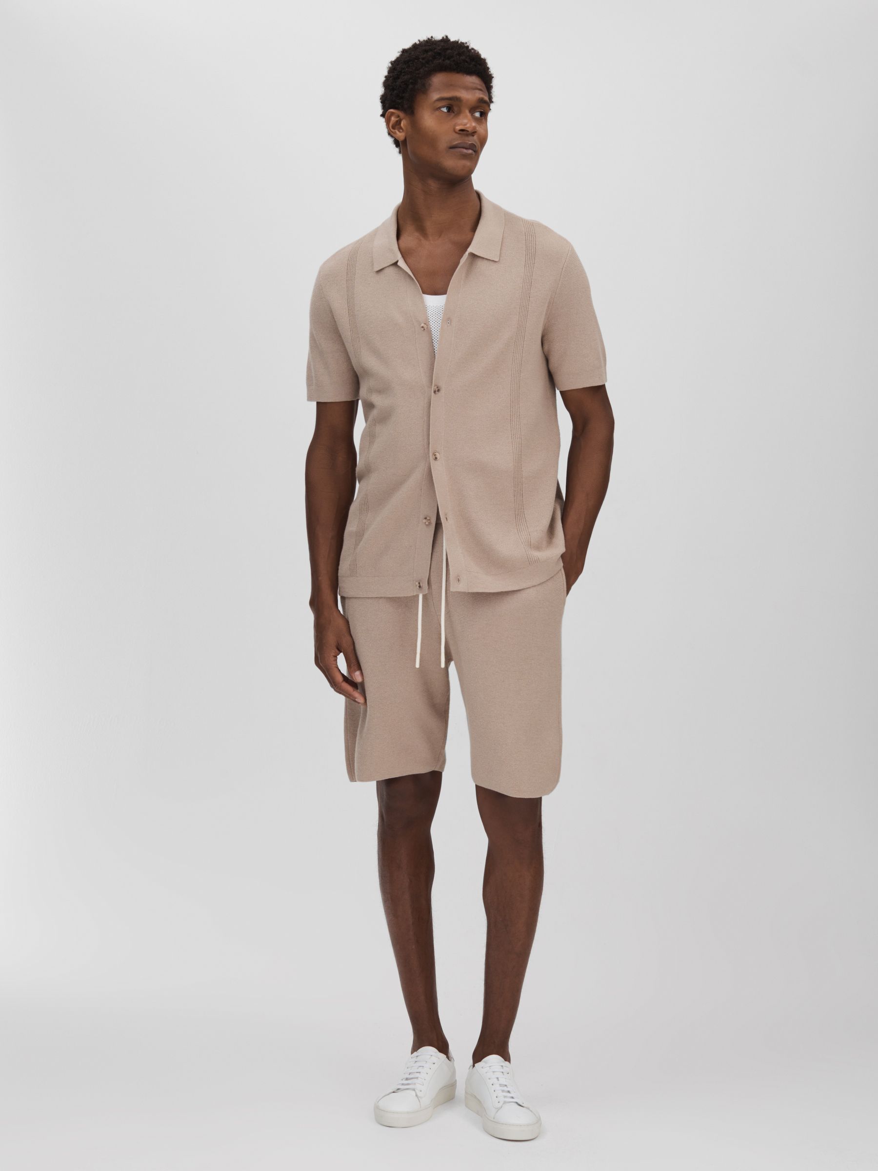 Paige Cotton-Linen Knitted Shirt in Mocha - Image 3 of 5