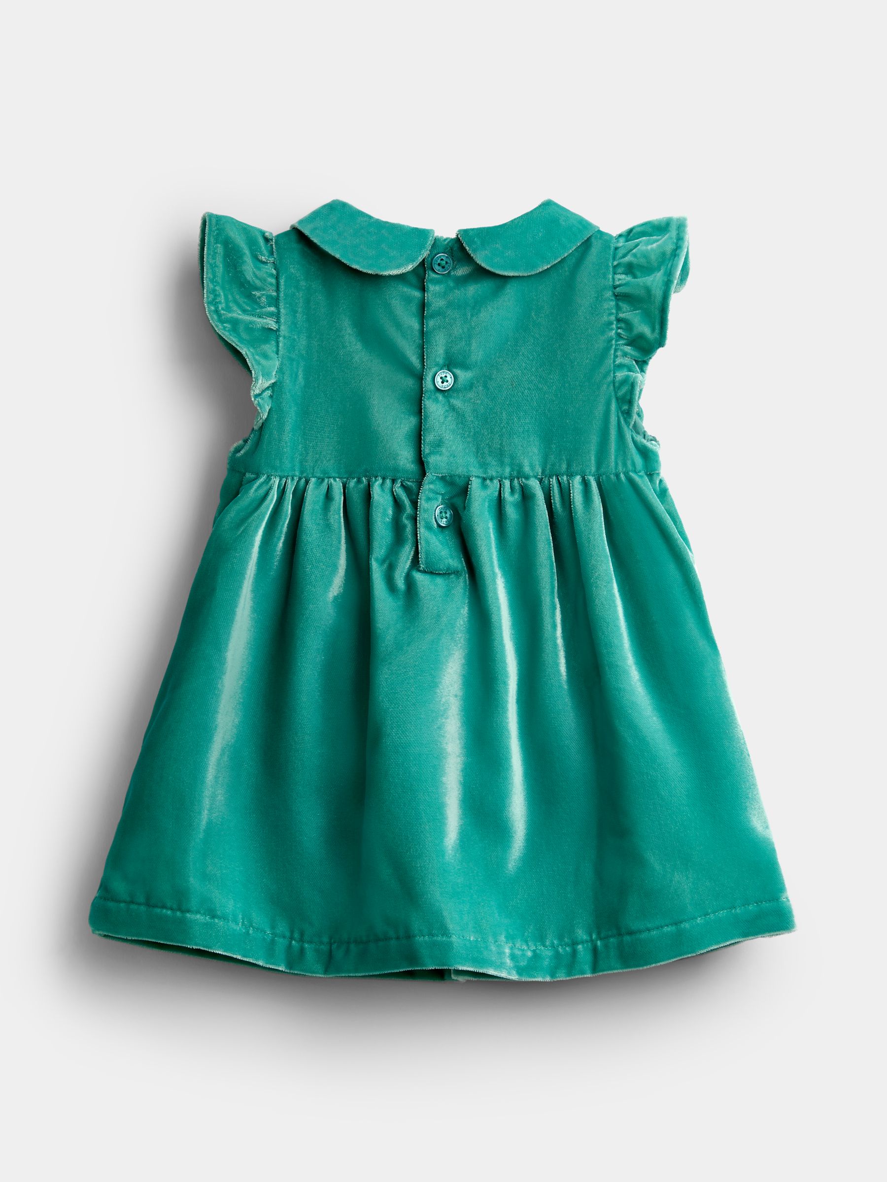 Emerald Green Velvet Baby Dress & Bodysuit Set - Image 3 of 6