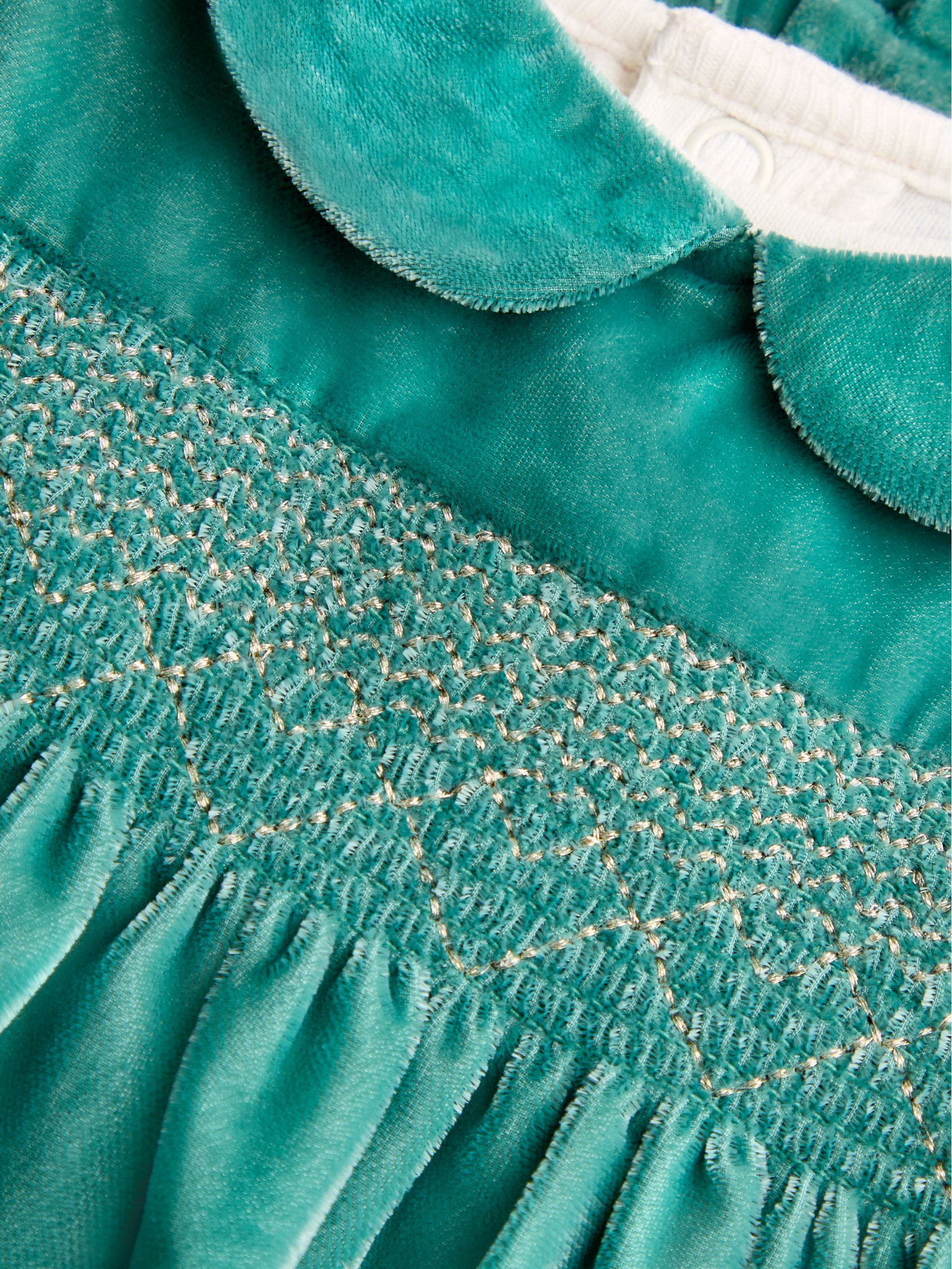 Emerald Green Velvet Baby Dress & Bodysuit Set - Image 6 of 6