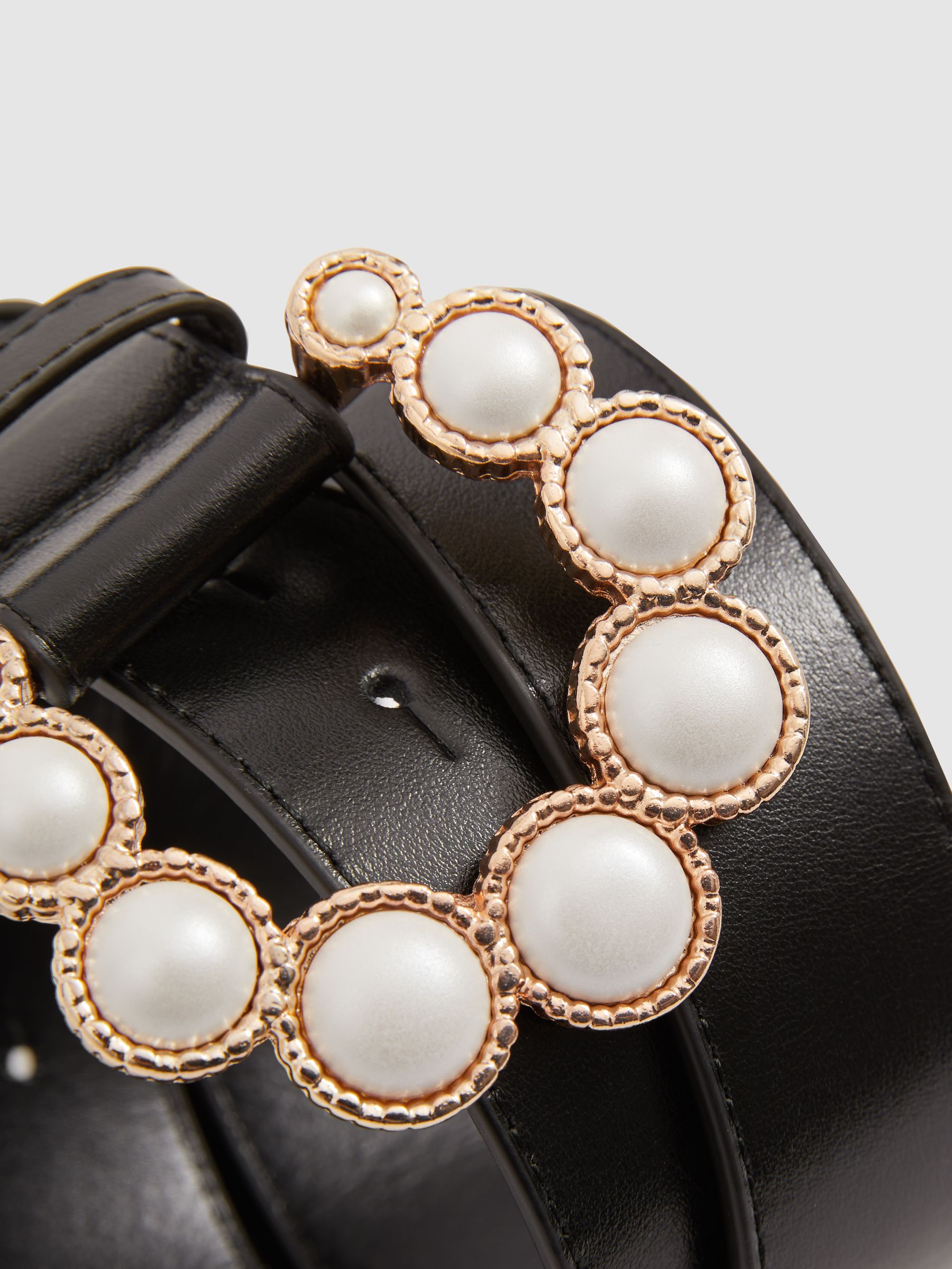 Camilla Elphick Leather Pearl Buckle Belt in Black - Image 3 of 3